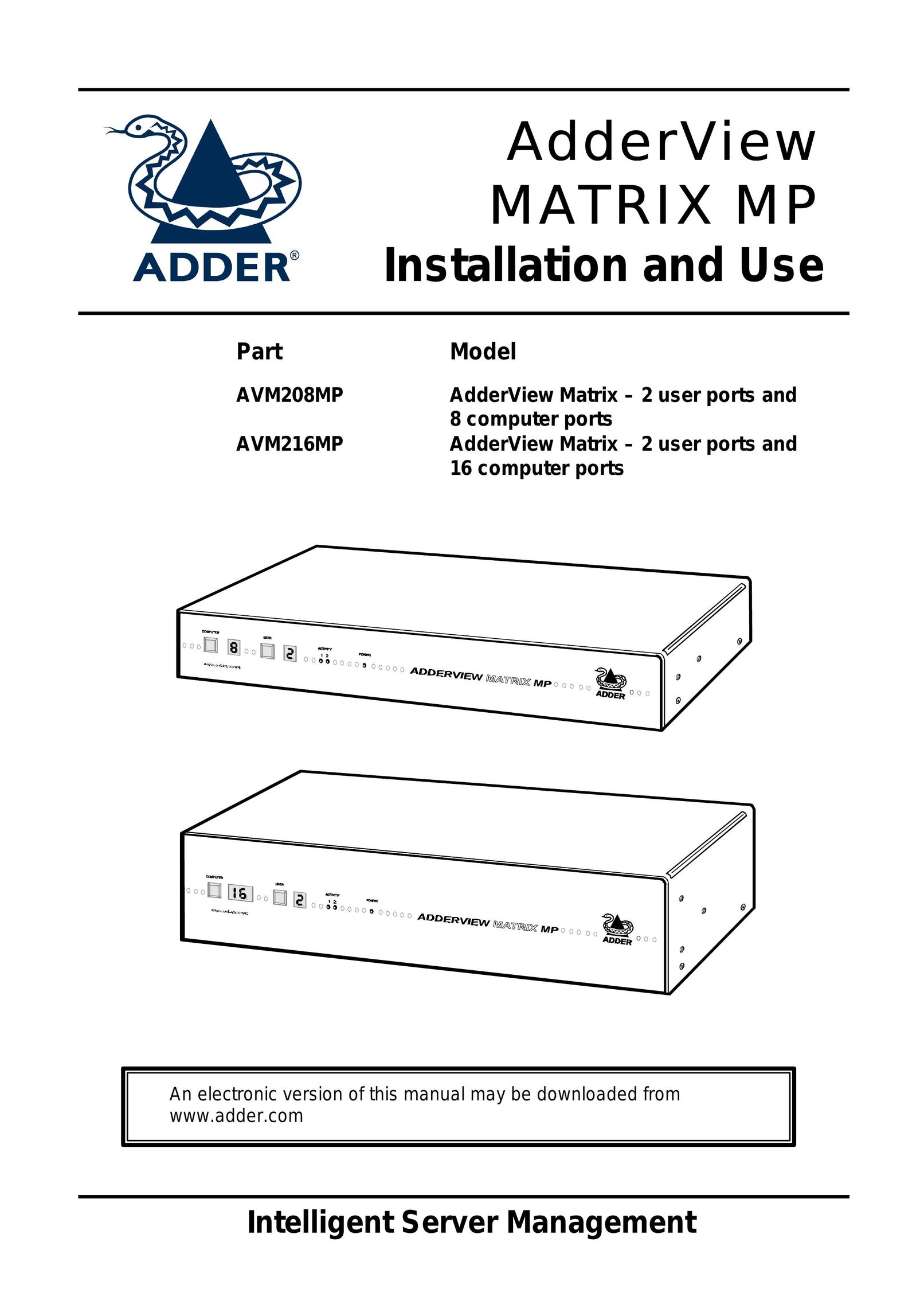 Adder Technology AVM208MP Network Router User Manual