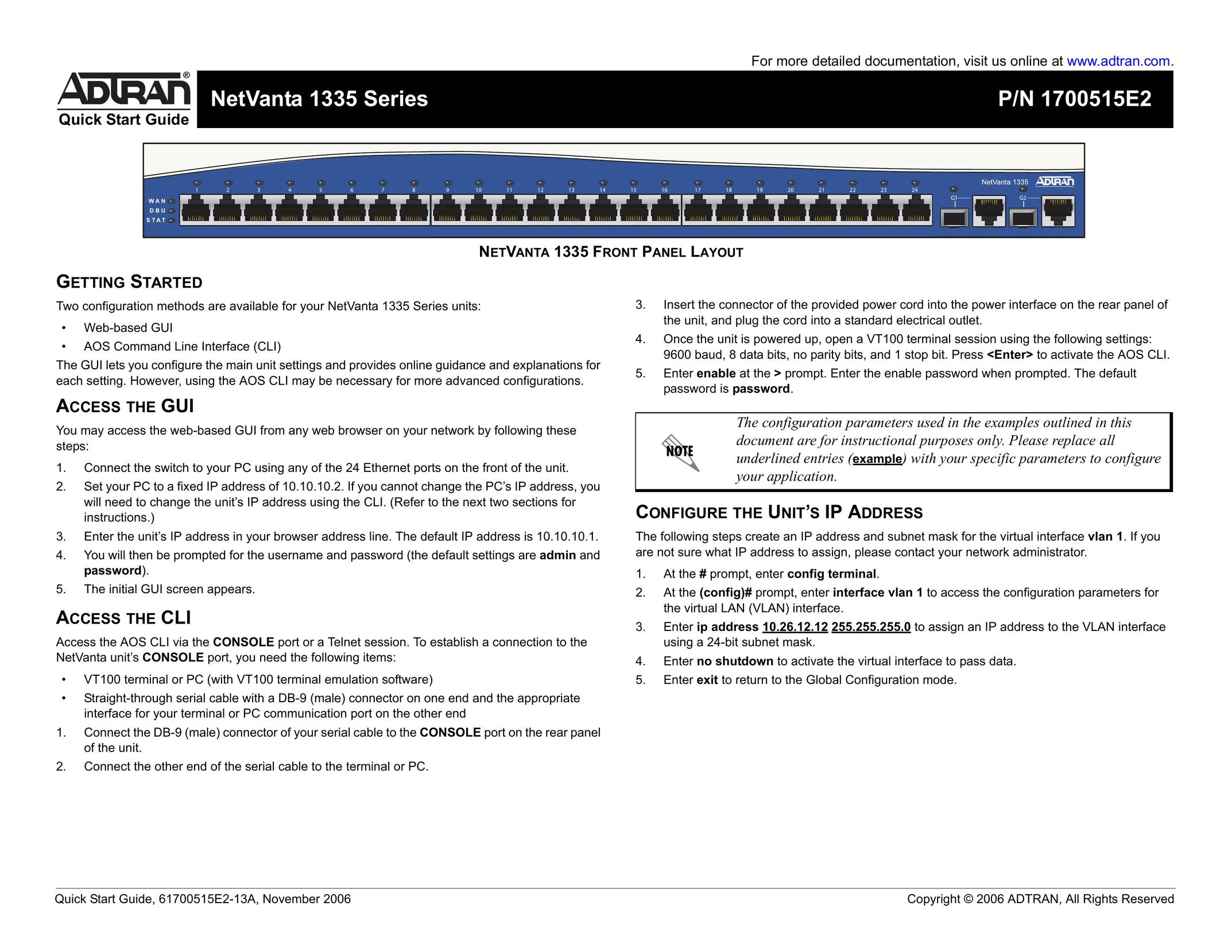 ADTRAN 1335 Series Network Router User Manual