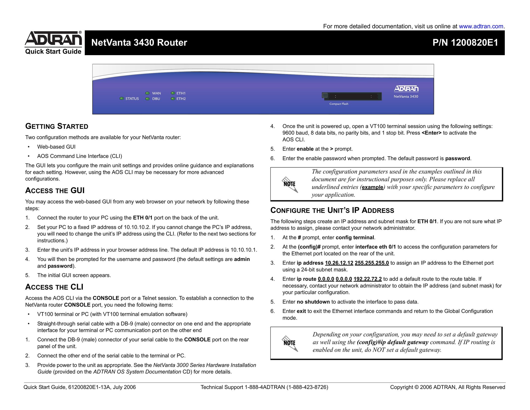 ADTRAN 3430 Network Router User Manual
