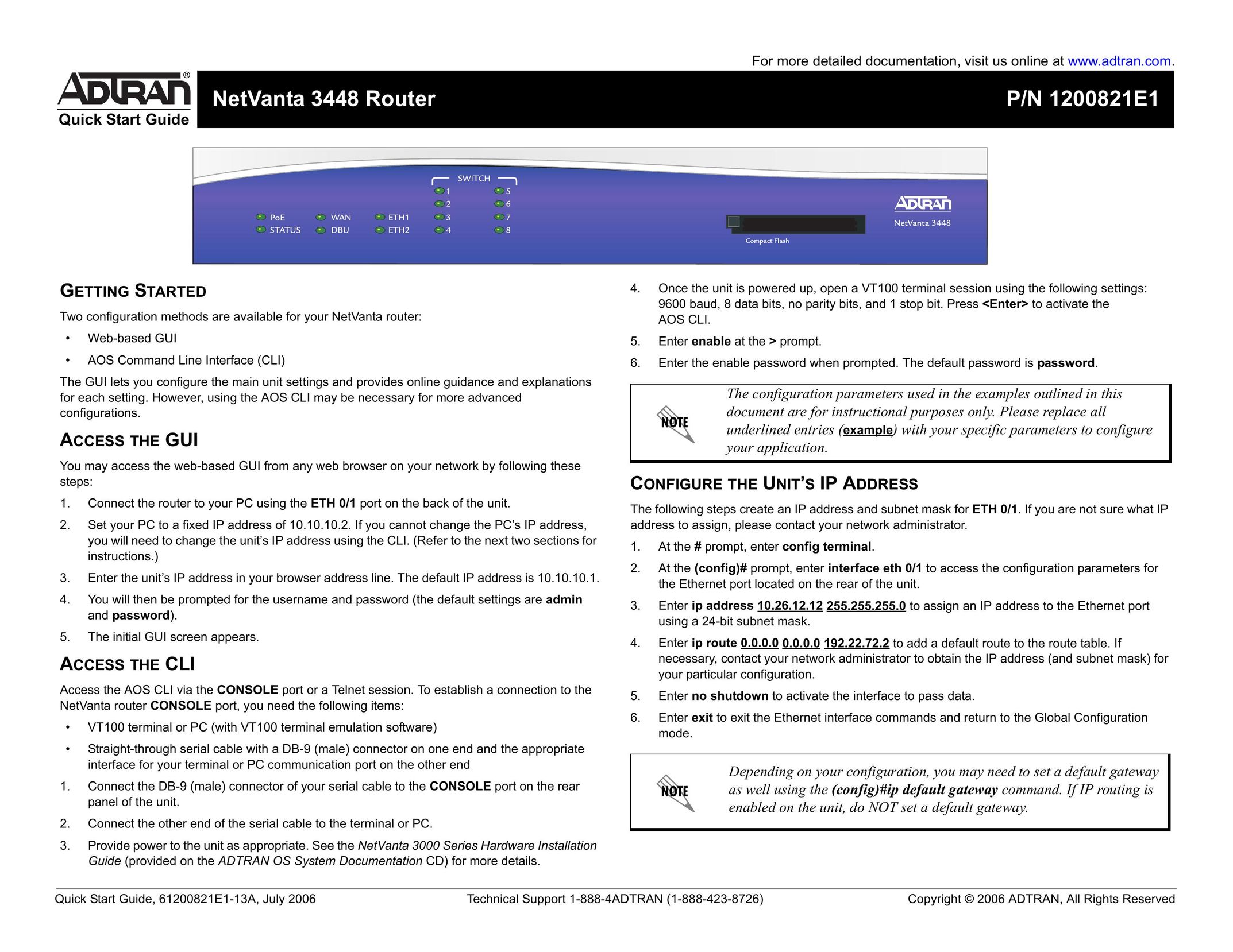 ADTRAN 3448 Network Router User Manual