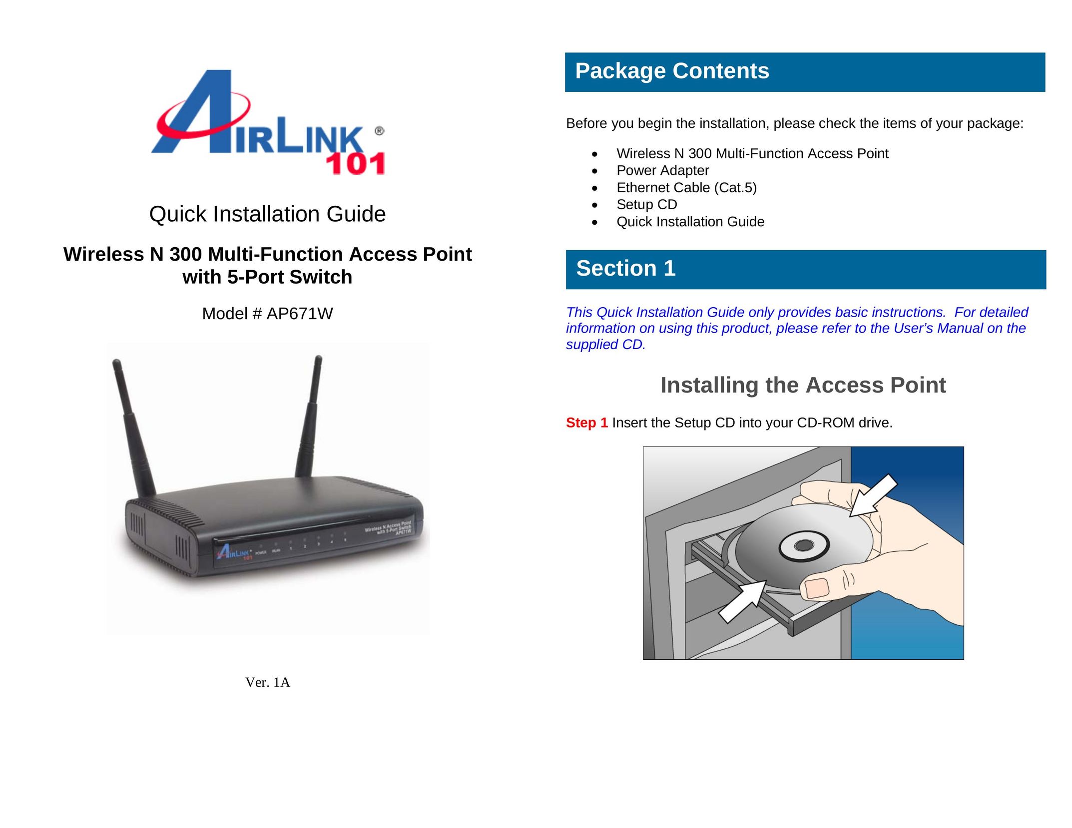 Airlink101 AP671W Network Router User Manual