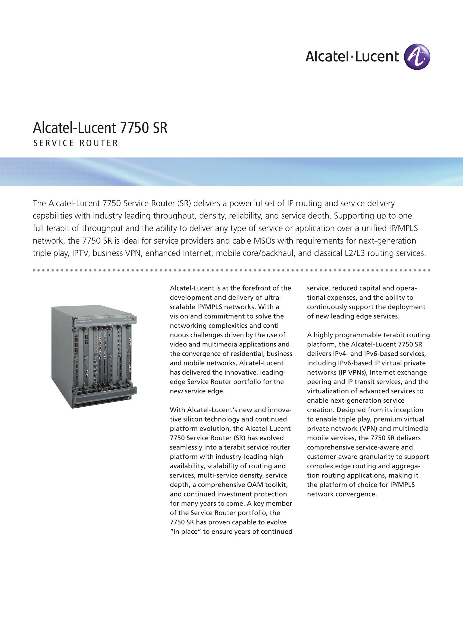 Alcatel-Lucent 7750 SR Network Router User Manual