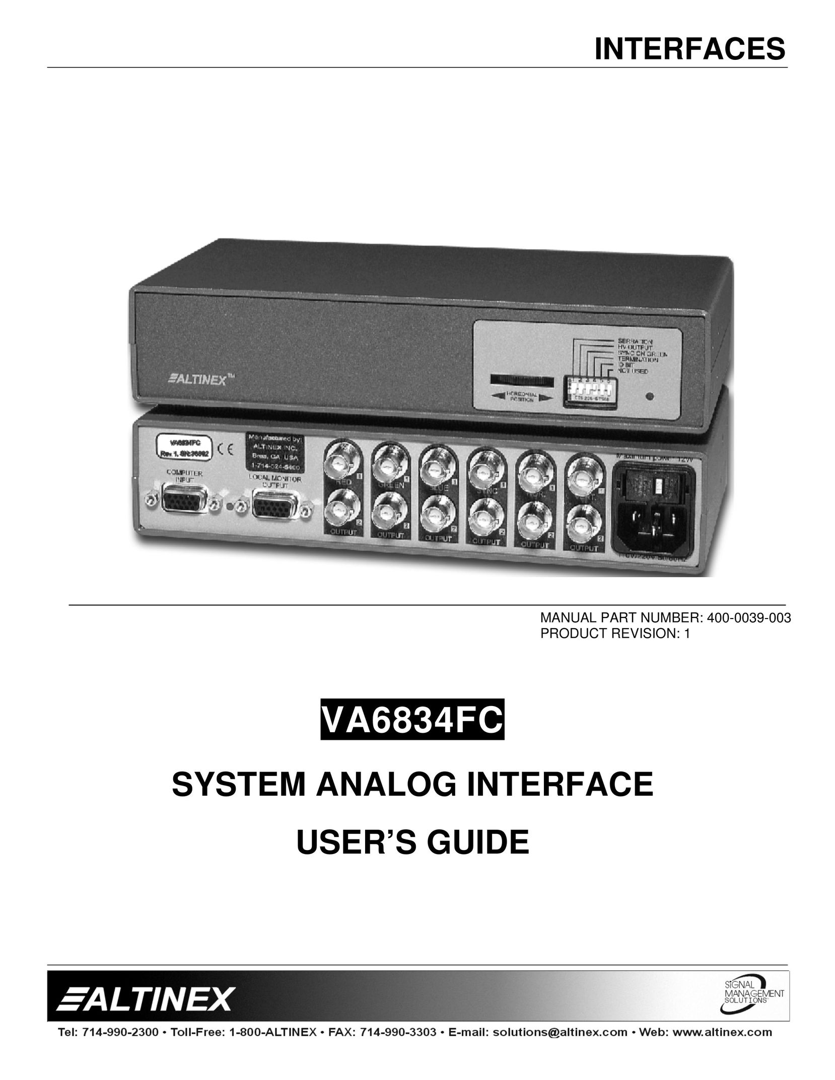 Altinex VA6834FC Network Router User Manual