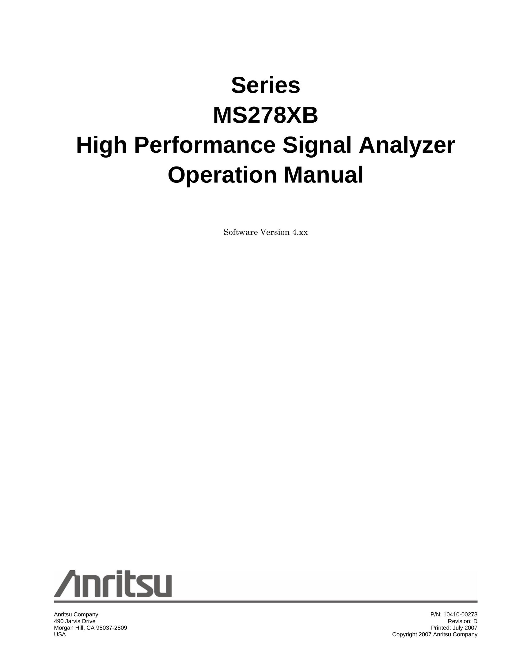 Anritsu Series MS278XB Network Router User Manual