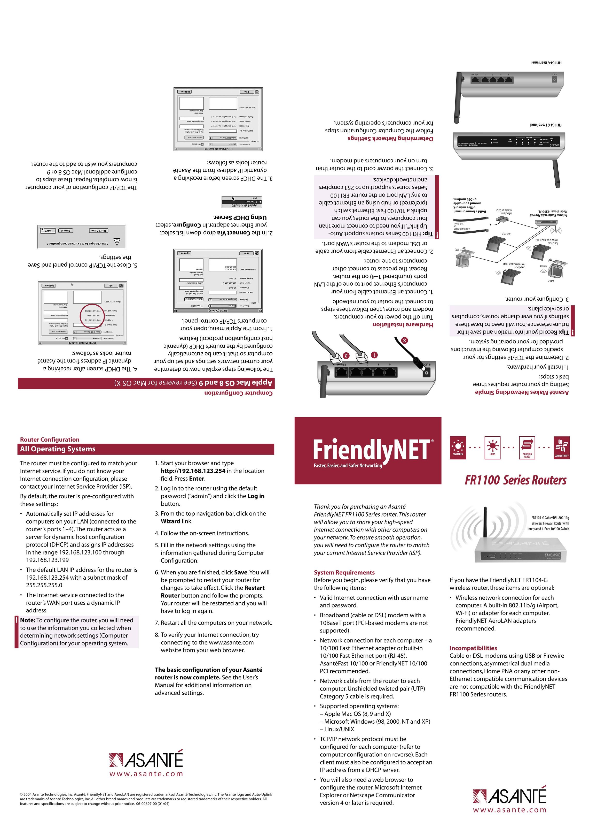 Asante Technologies FR1104-G Network Router User Manual