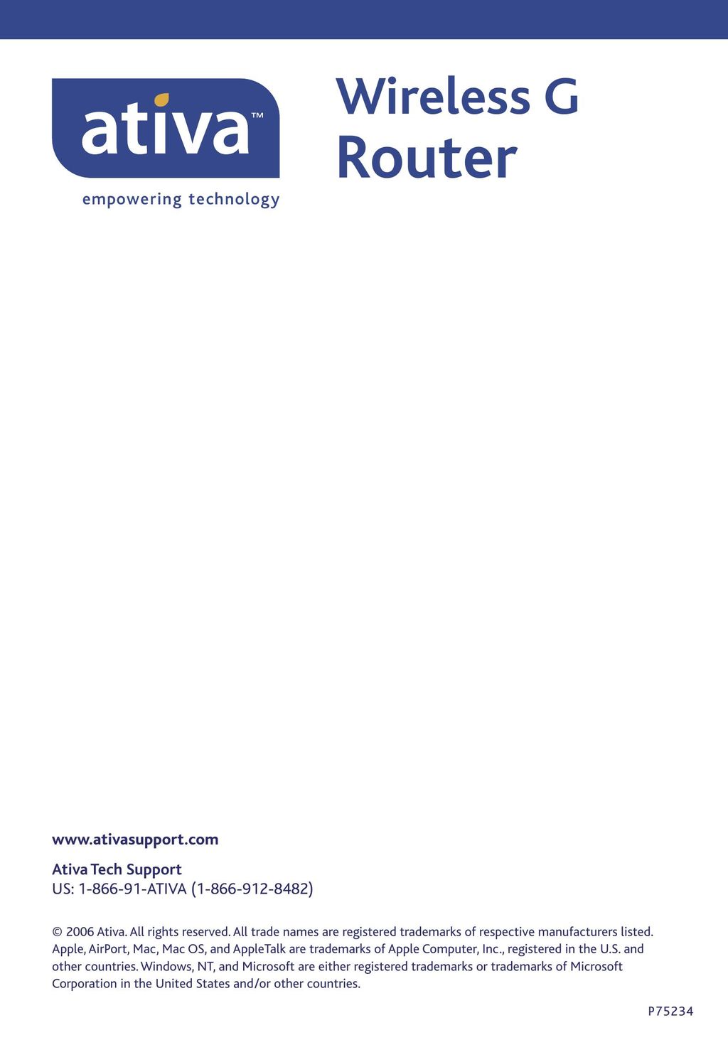 Ativa P75234 Network Router User Manual