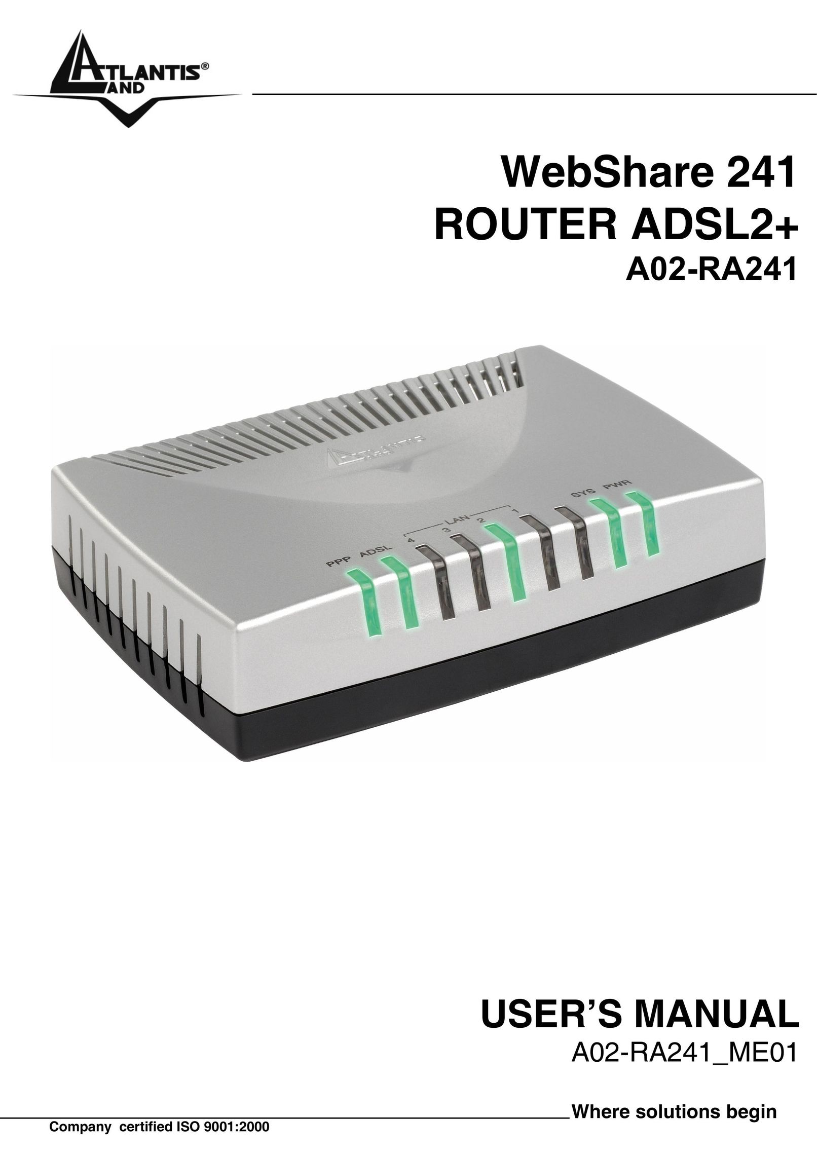 Atlantis Land A02-RA241 Network Router User Manual
