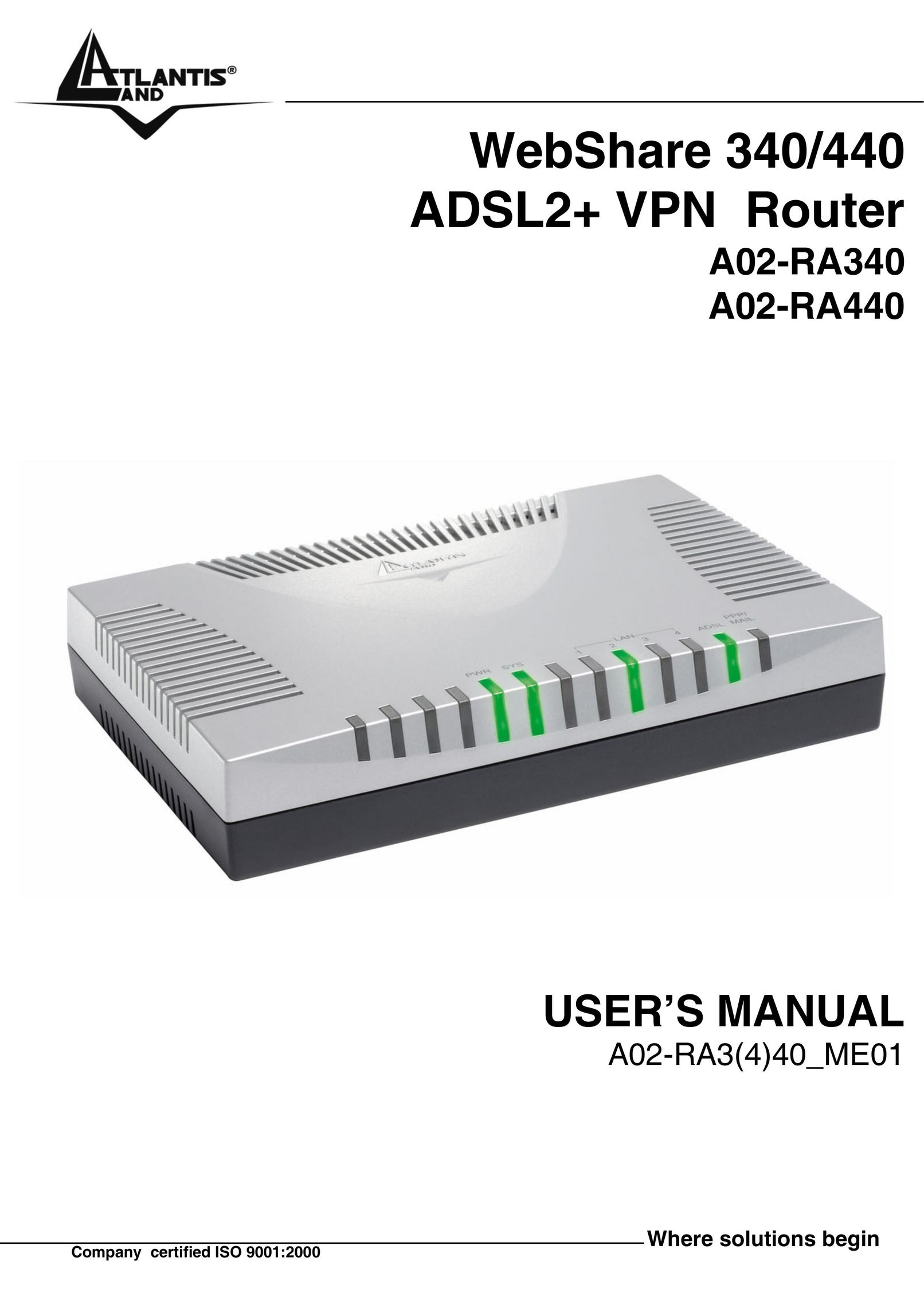 Atlantis Land A02-RA340 Network Router User Manual