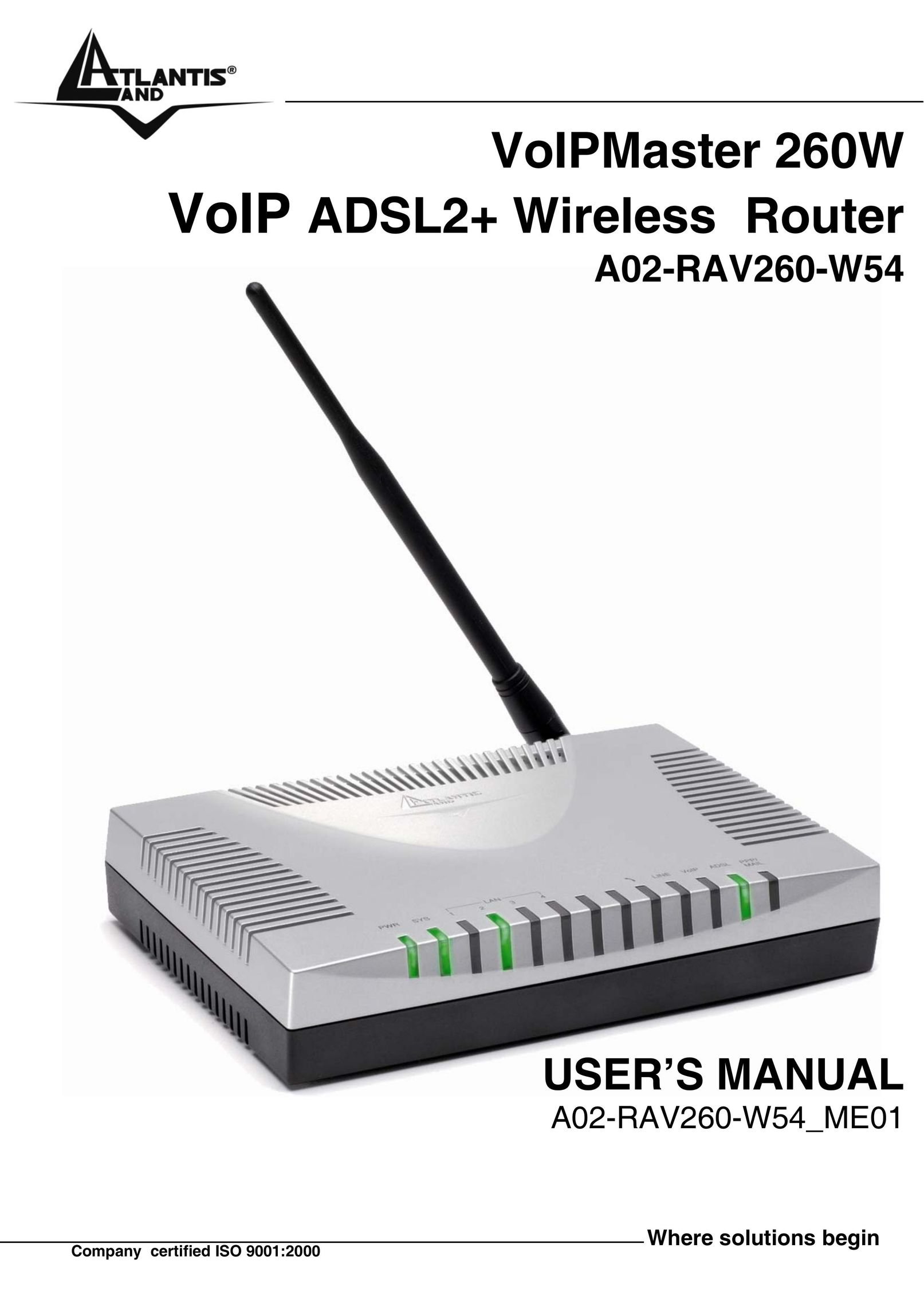Atlantis Land A02-RAV260-W54 Network Router User Manual