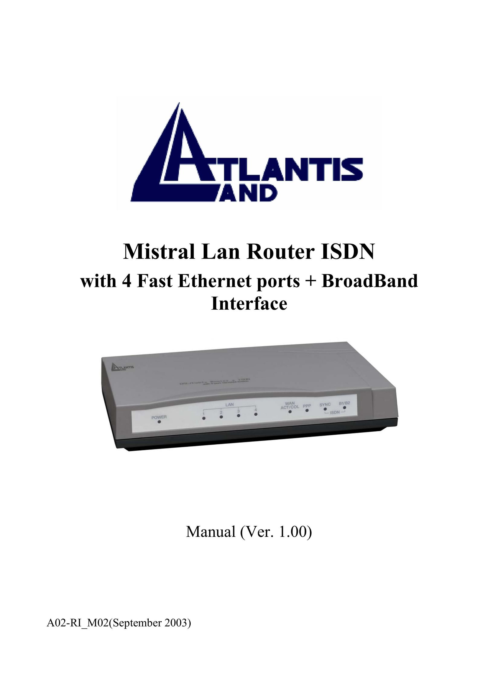 Atlantis Land A02-RI_M02 Network Router User Manual
