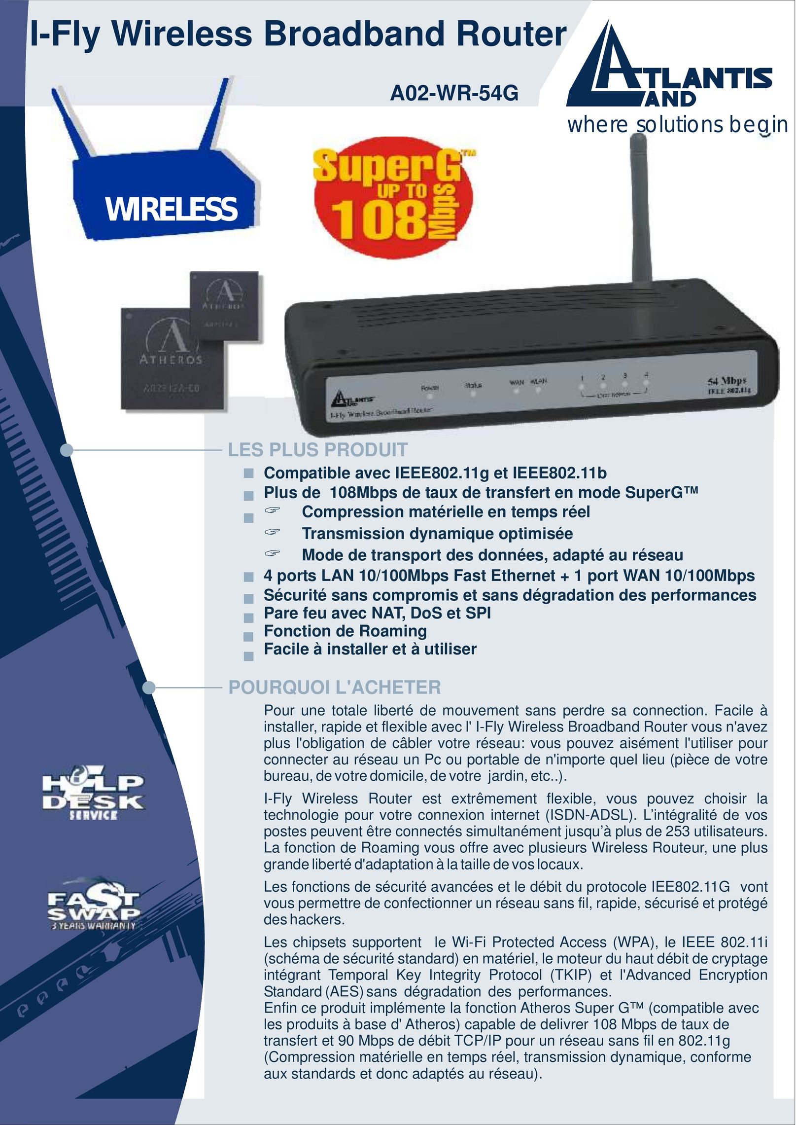 Atlantis Land A02-WR-54G Network Router User Manual