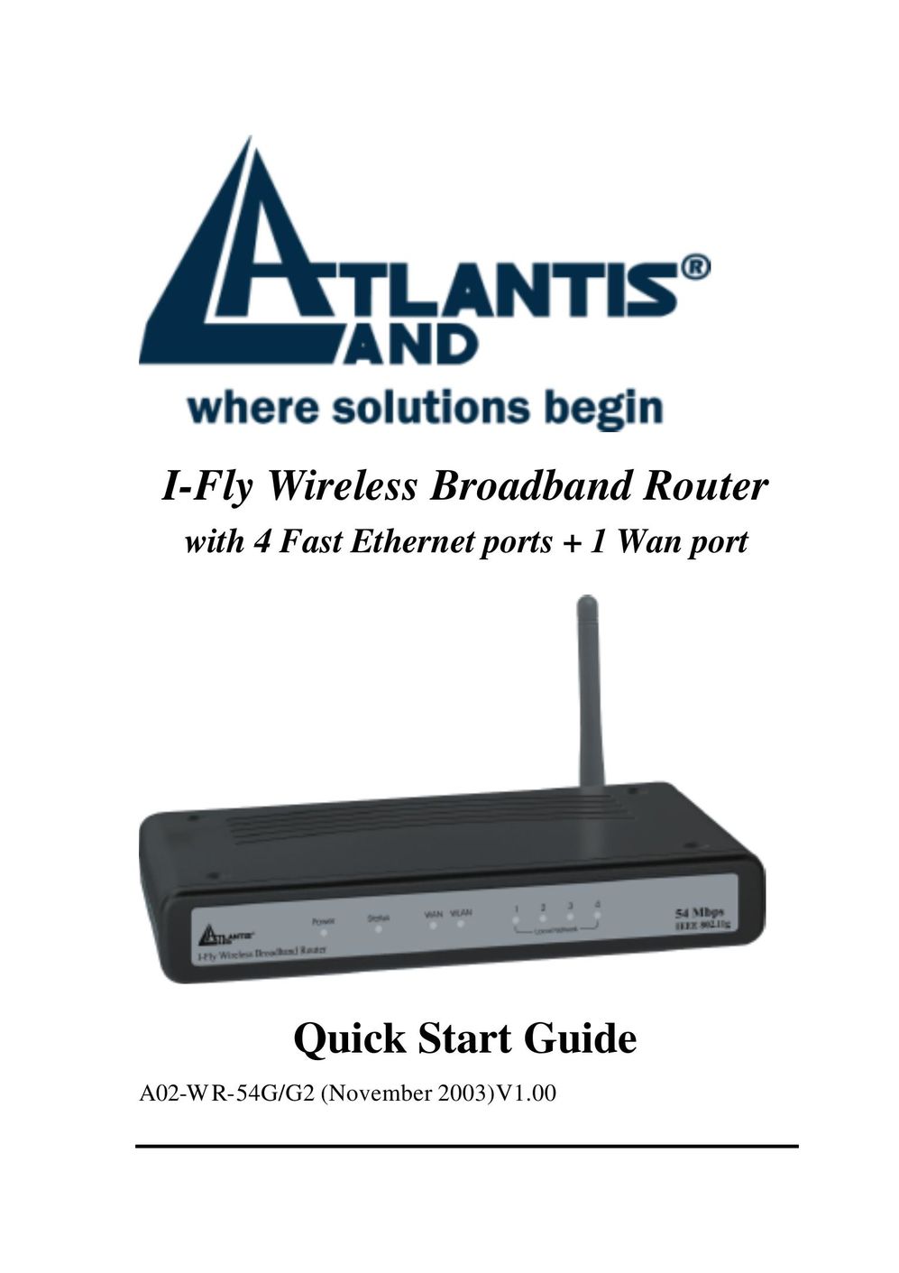 Atlantis Land A02-WR-54G2 Network Router User Manual