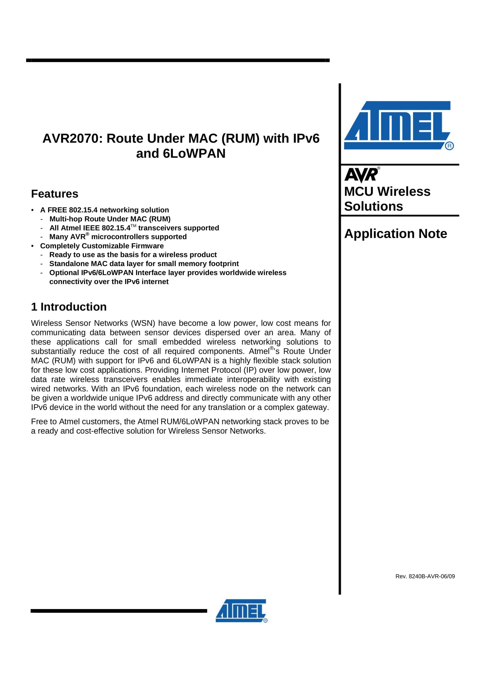 Atmel AVR2070 Network Router User Manual