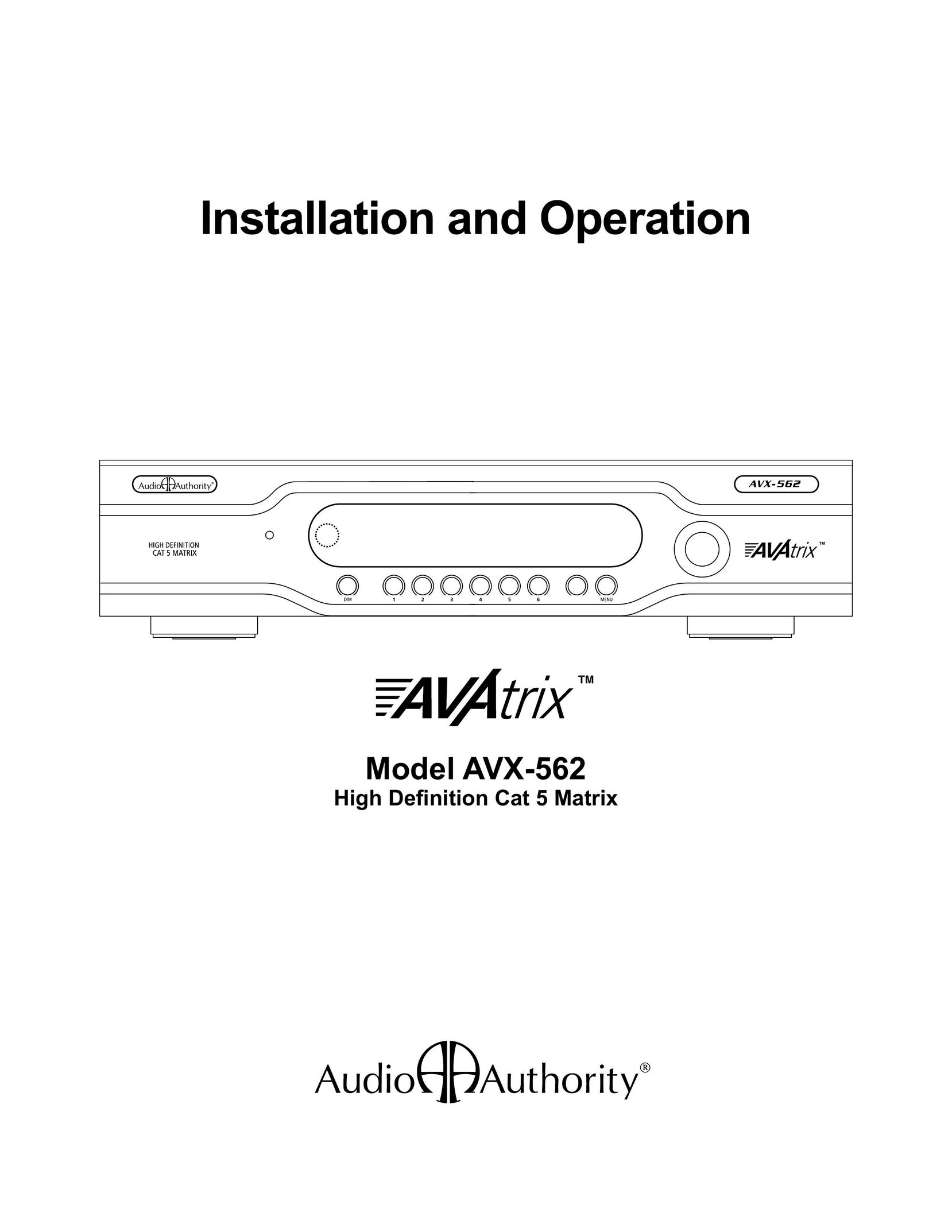 Audio Authority AVX-562 Network Router User Manual