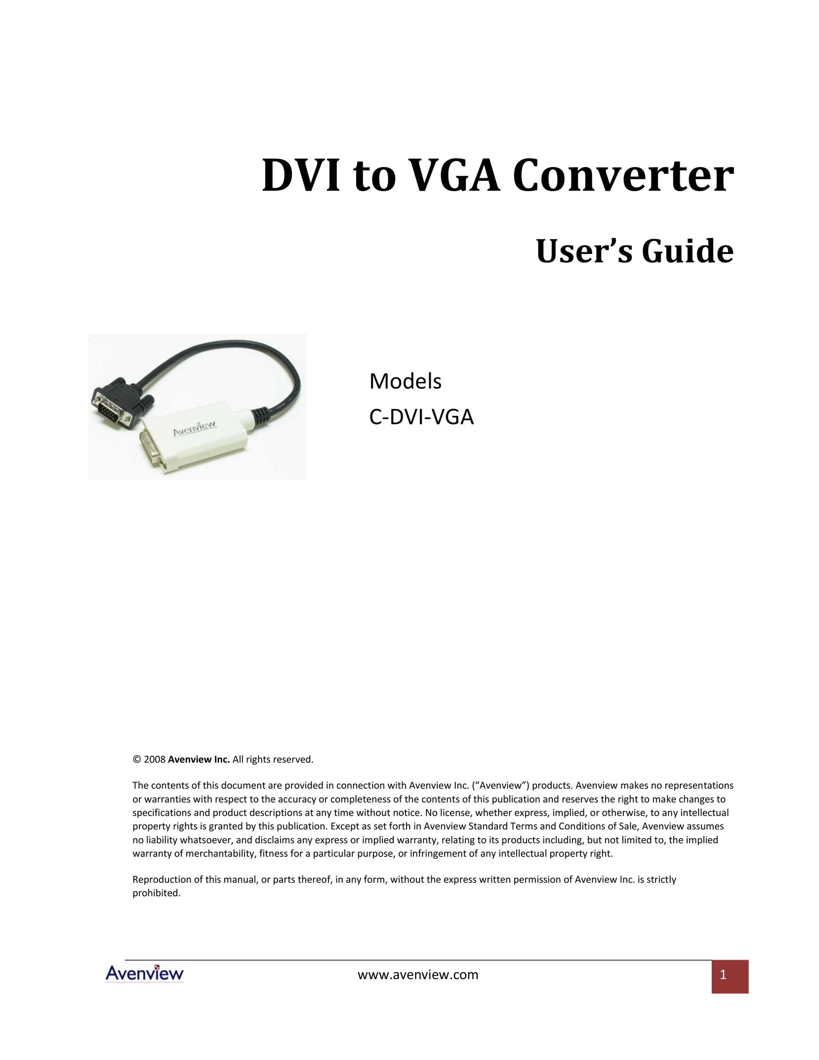 Avenview C-DVI-VGA Network Router User Manual