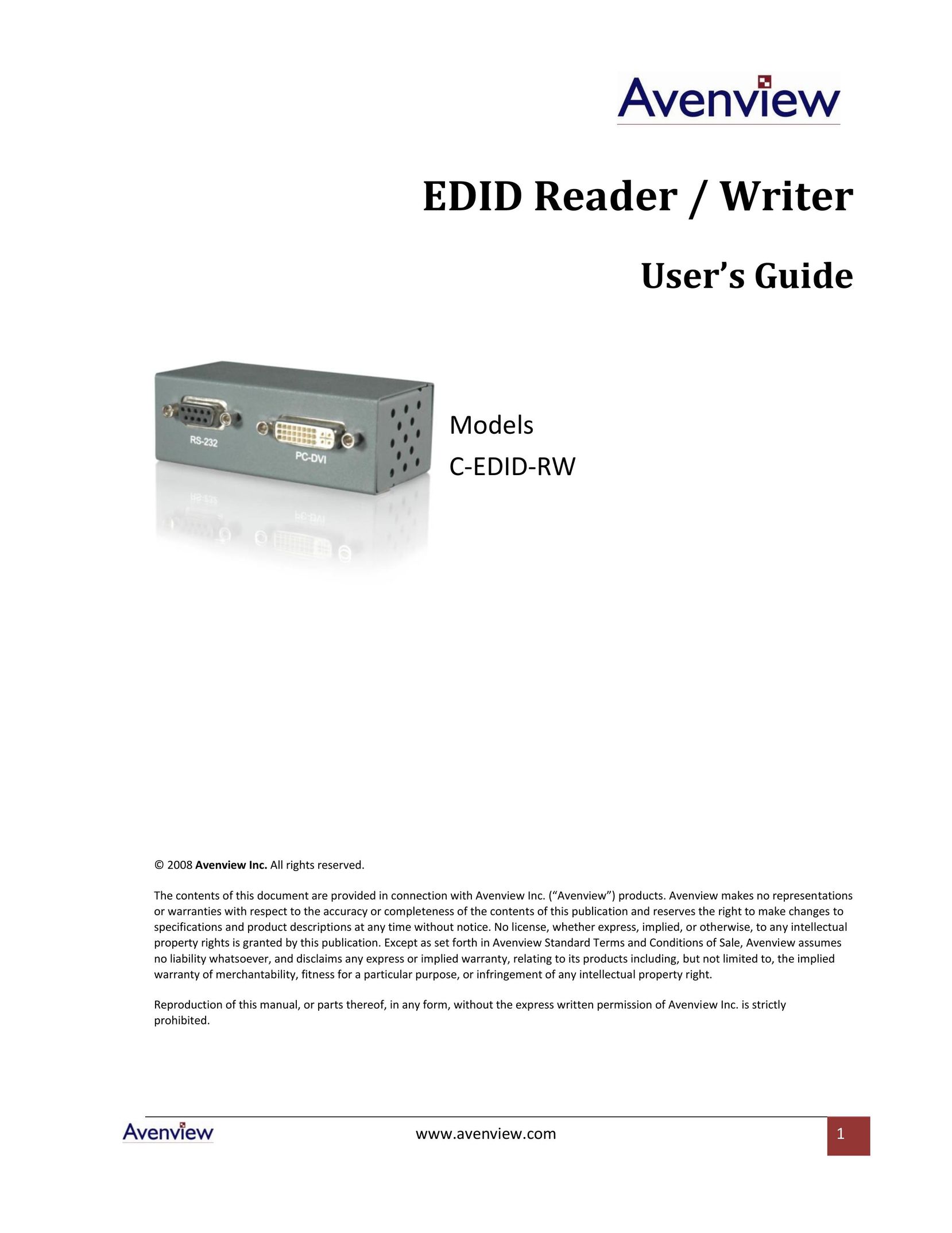 Avenview C-EDID-RW Network Router User Manual