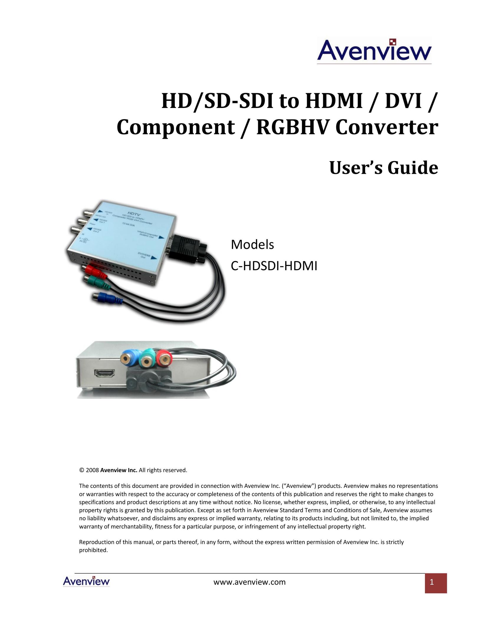 Avenview C-HDSDI-HDMI Network Router User Manual