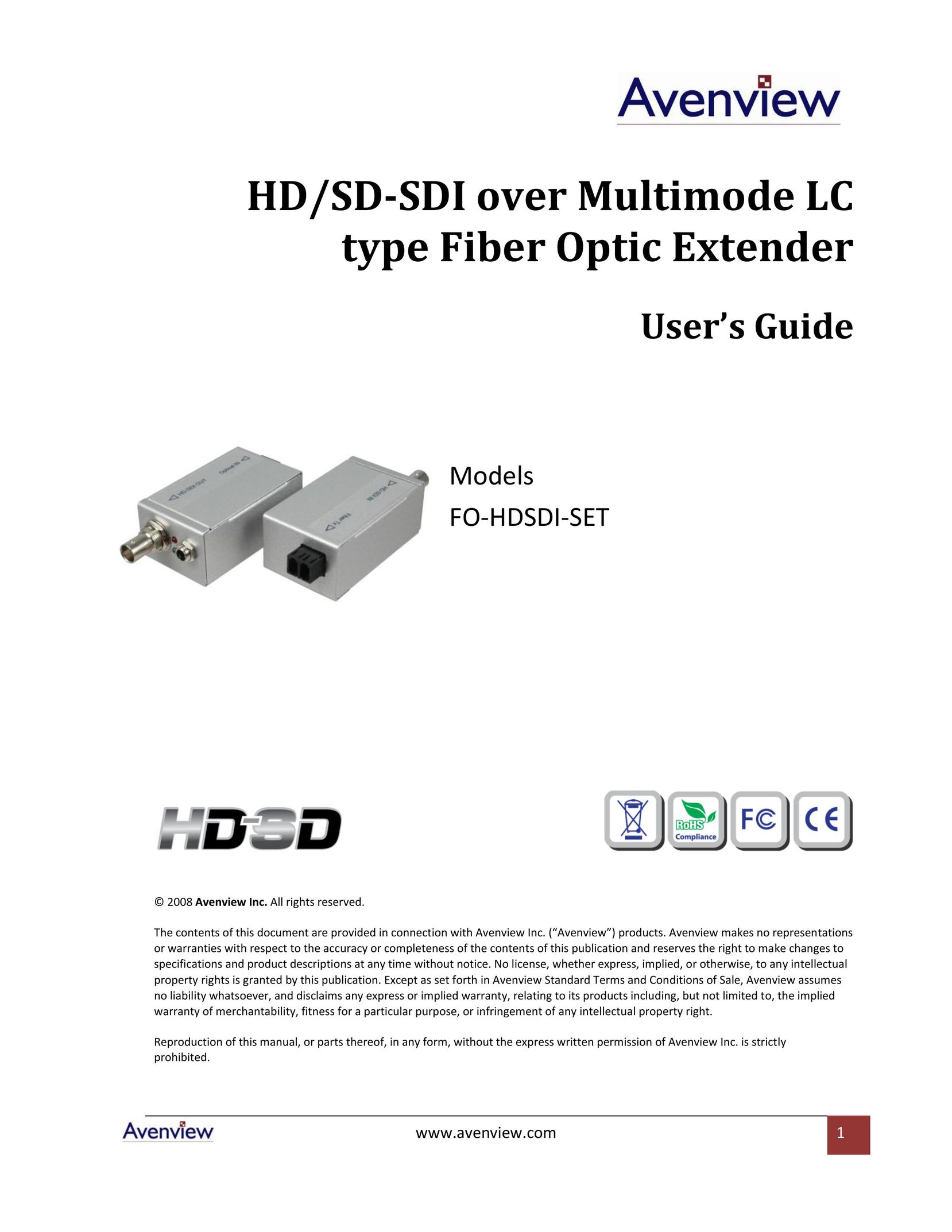 Avenview FO-HDSDI-SET Network Router User Manual