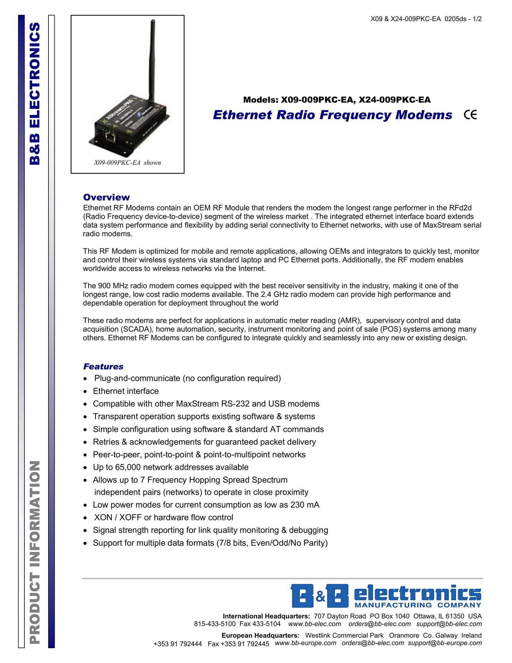 B&B Electronics X09-009PKC-EA Network Router User Manual