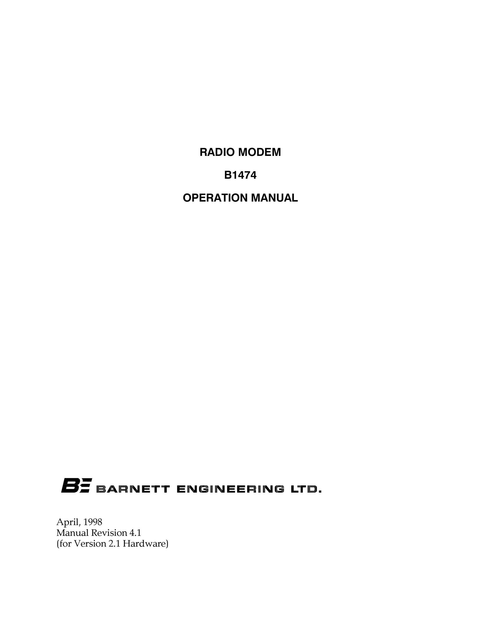 Barnett Engineering B1474 Network Router User Manual