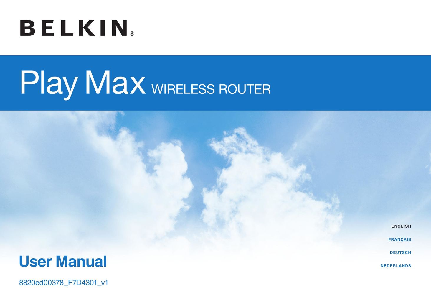 Belkin 8820ED00378_F7D4301_V1 Network Router User Manual