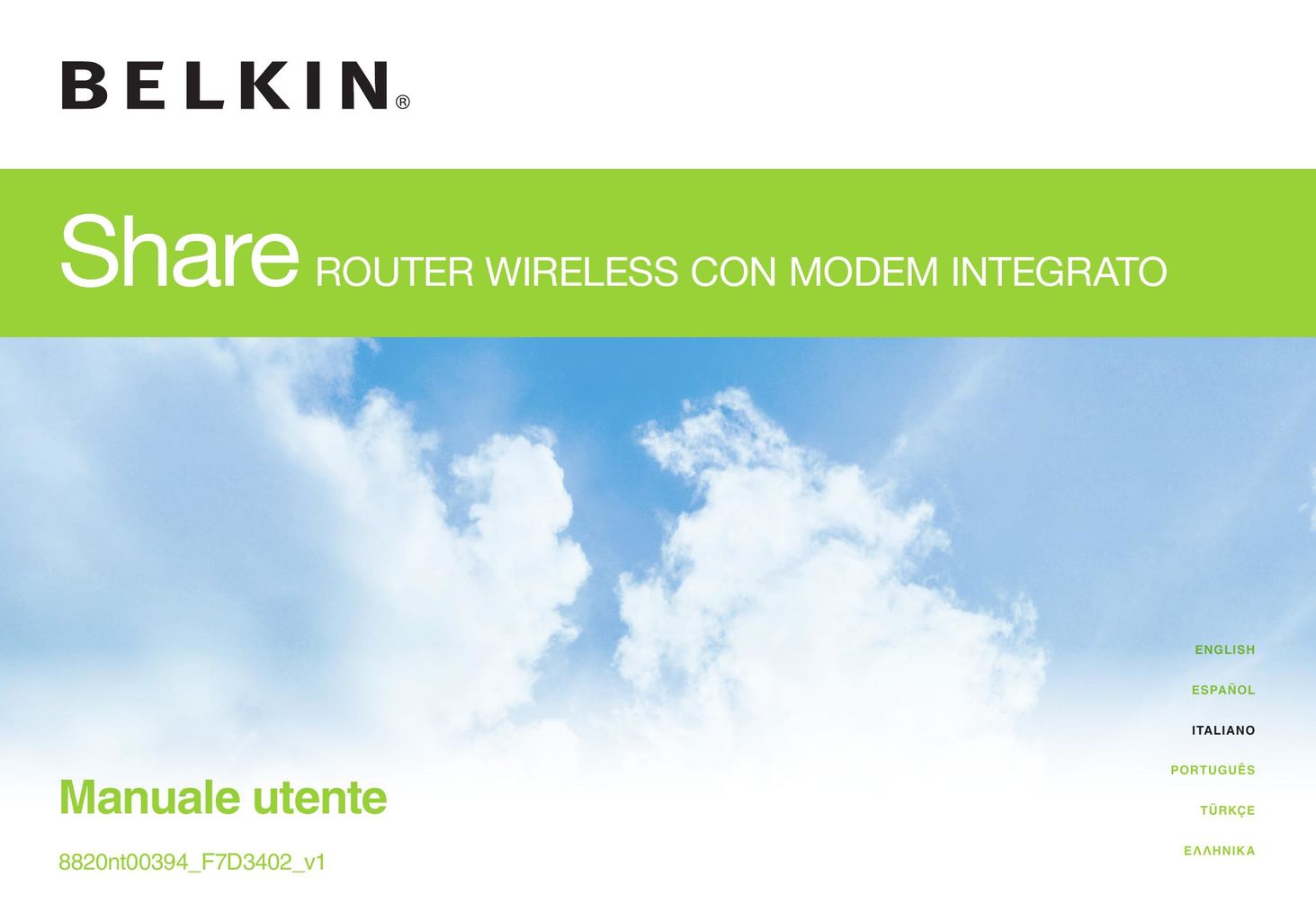 Belkin 8820nt00394_F7D3402_v1 Network Router User Manual