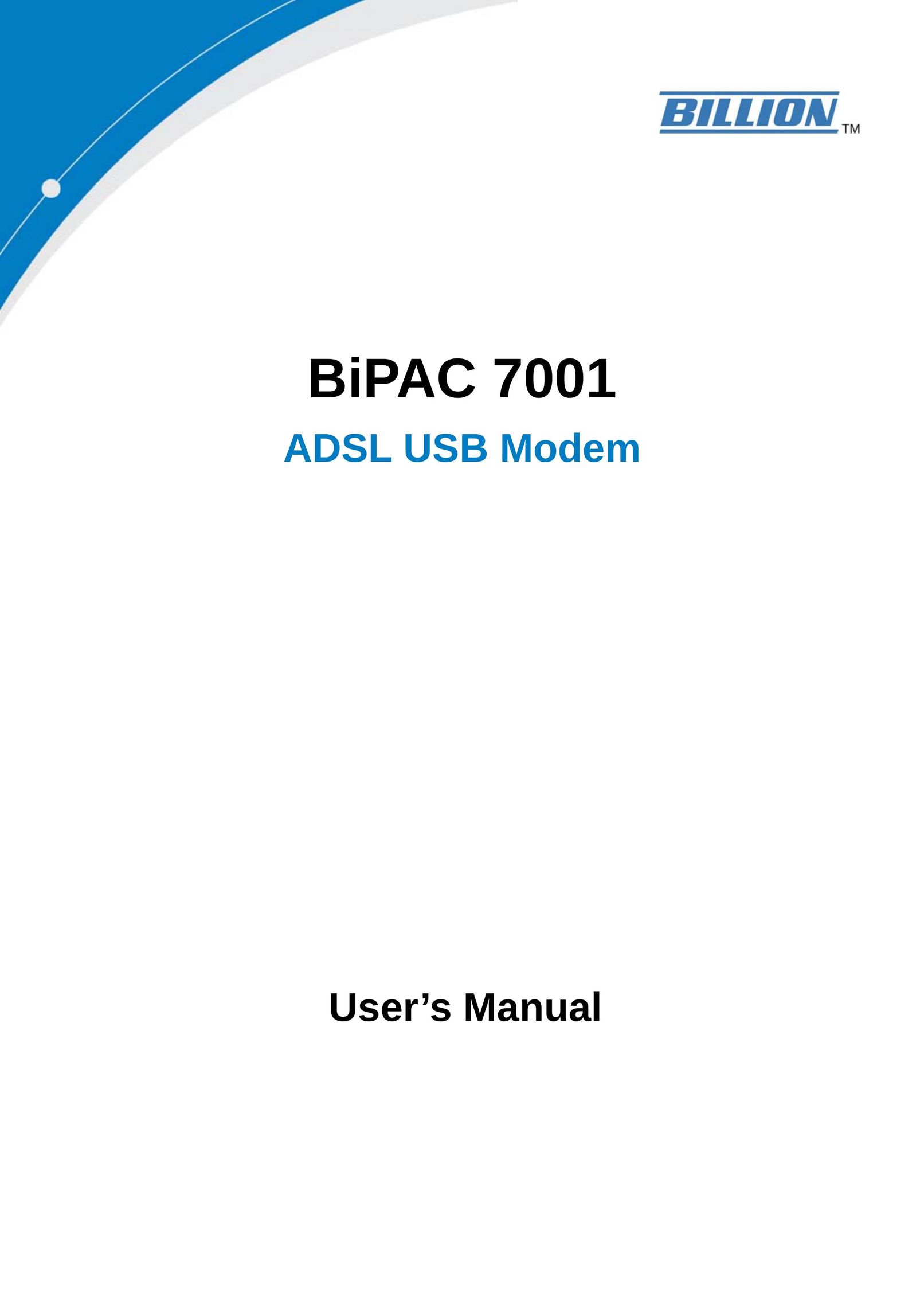 Billion Electric Company 7001 Network Router User Manual