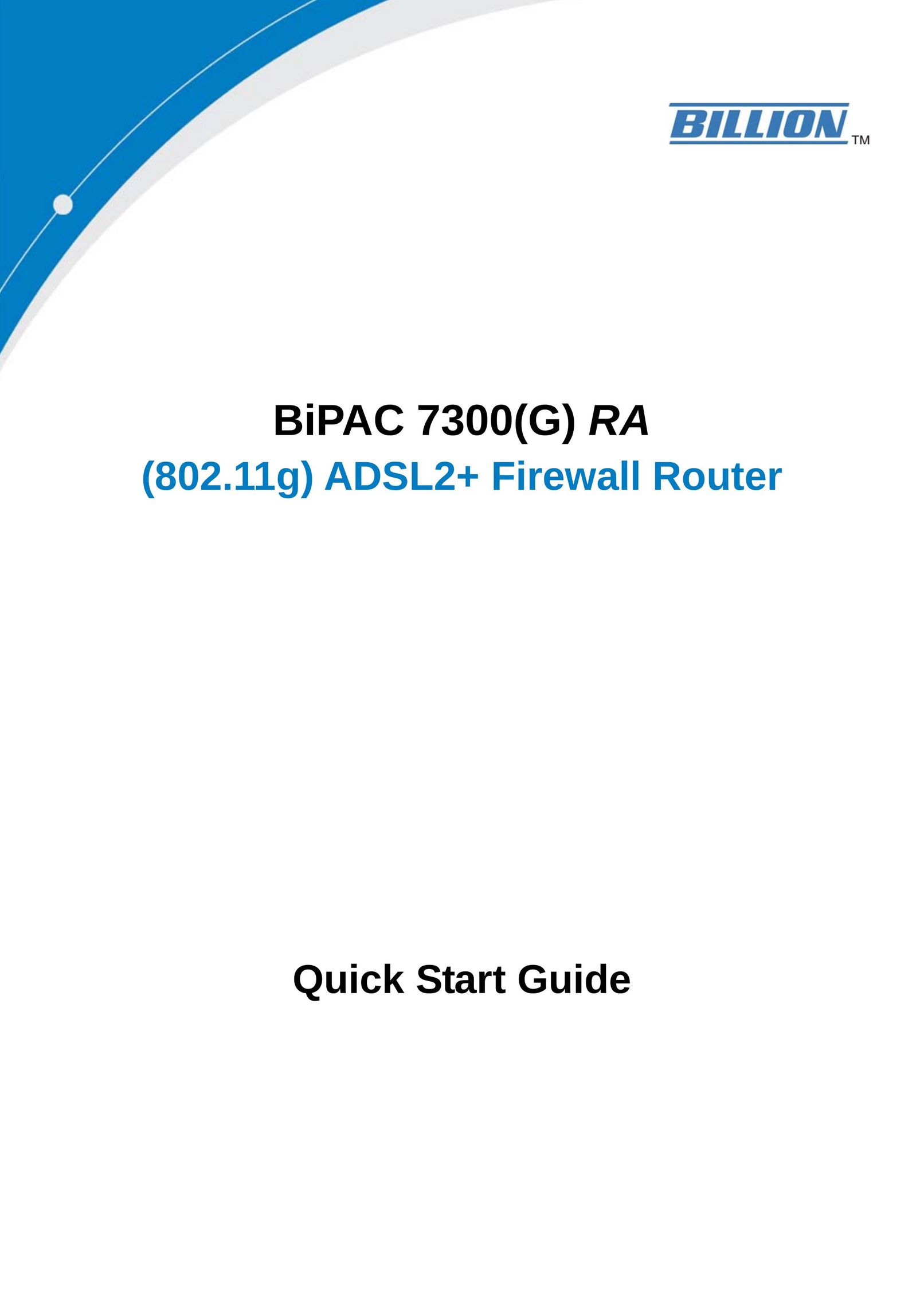 Billion Electric Company 7300(G) RA Network Router User Manual