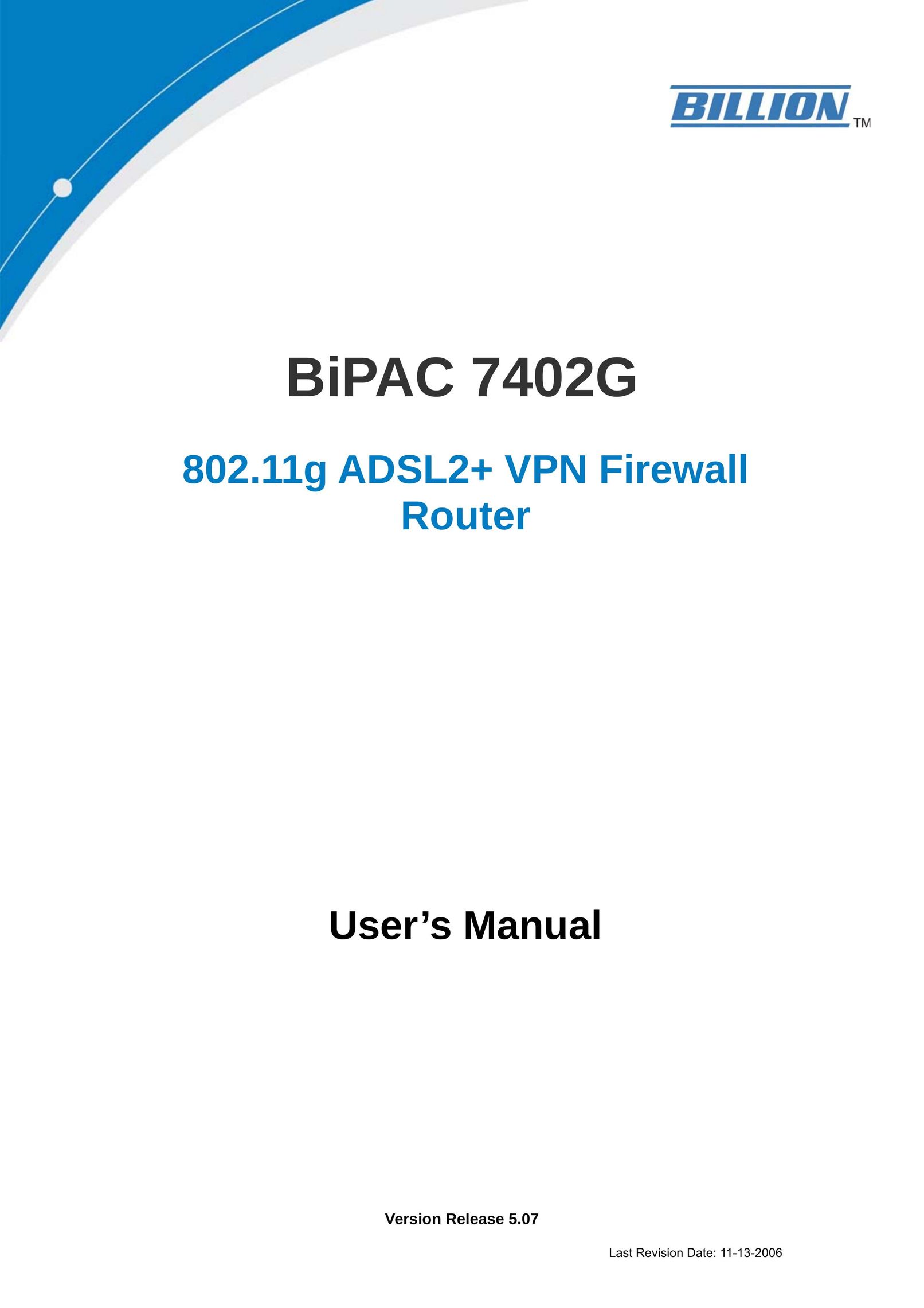 Billion Electric Company 7402G Network Router User Manual