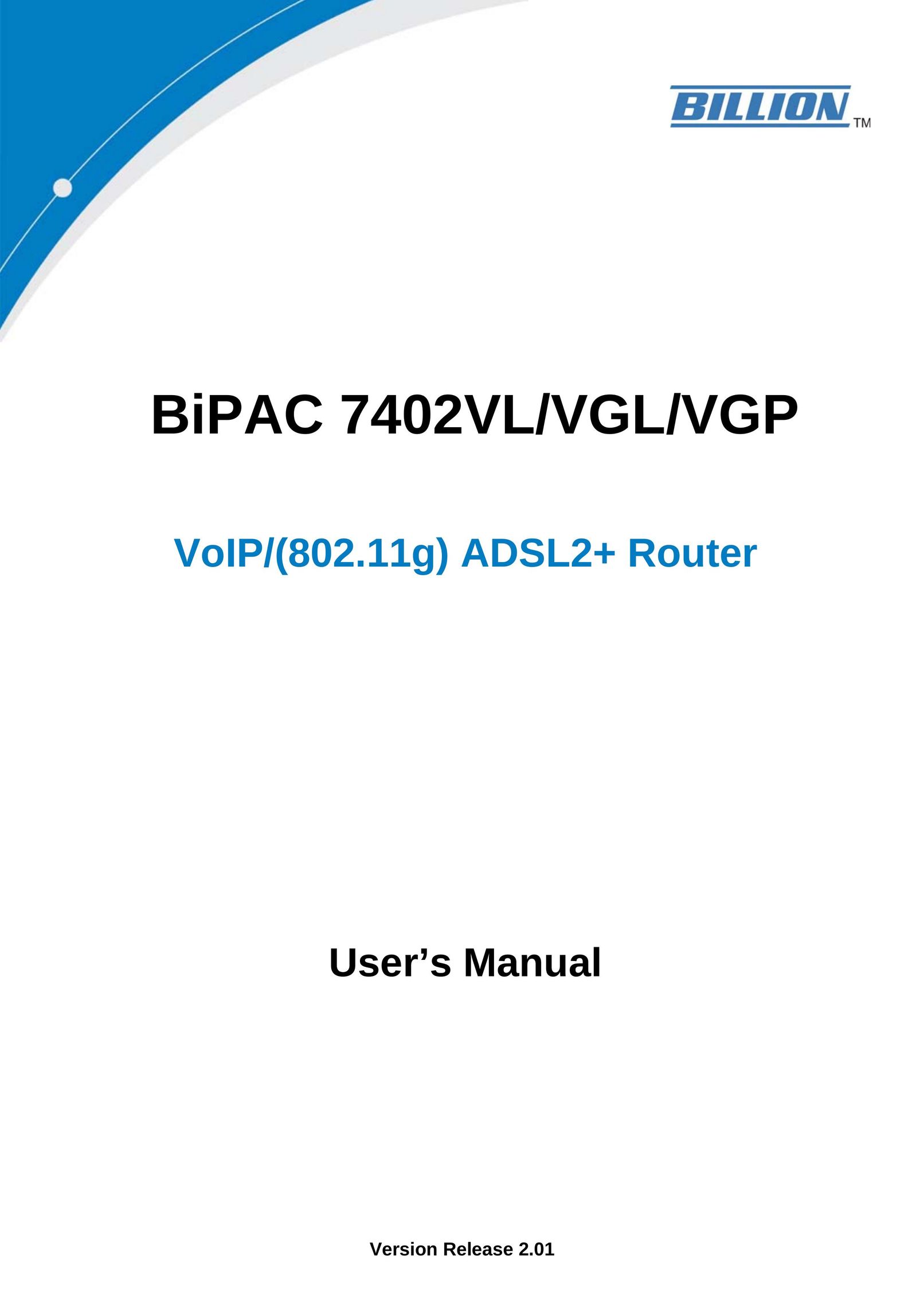 Billion Electric Company 7402VL Network Router User Manual