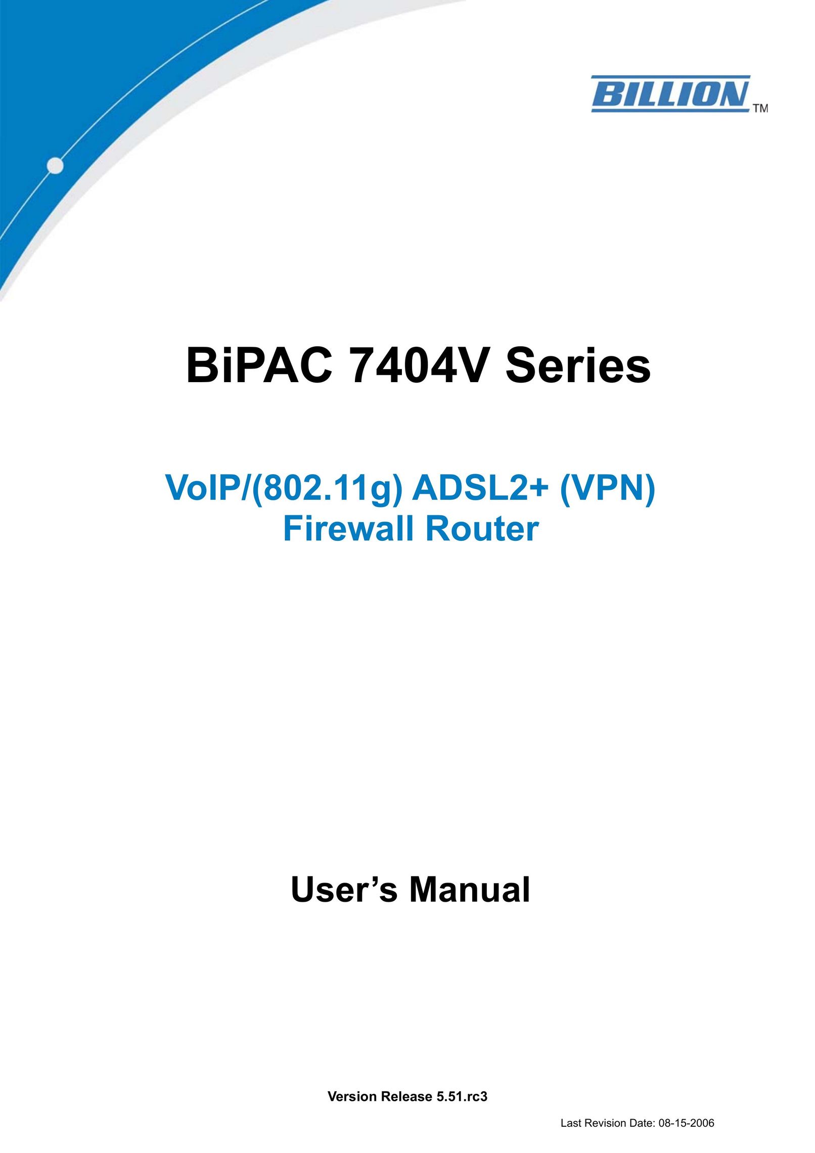 Billion Electric Company 7404V Network Router User Manual