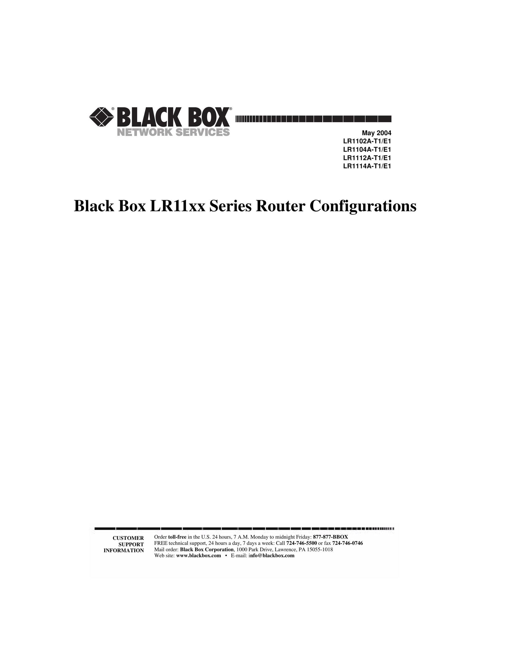 Black Box LR1102A-T1/E1 Network Router User Manual