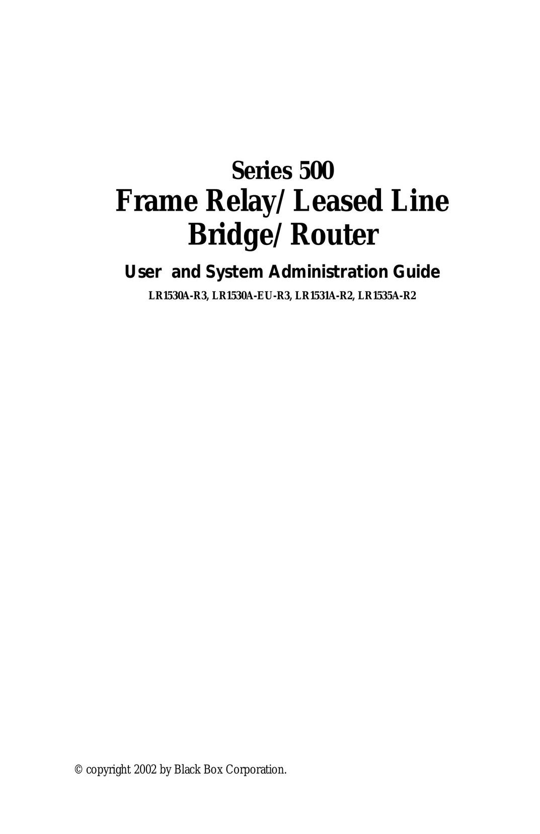 Black Box LR1530A-R3 Network Router User Manual