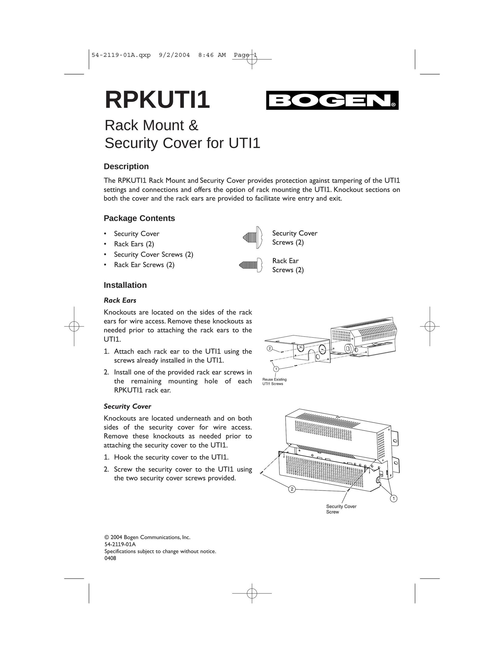 Bogen RPKUTI1 Network Router User Manual