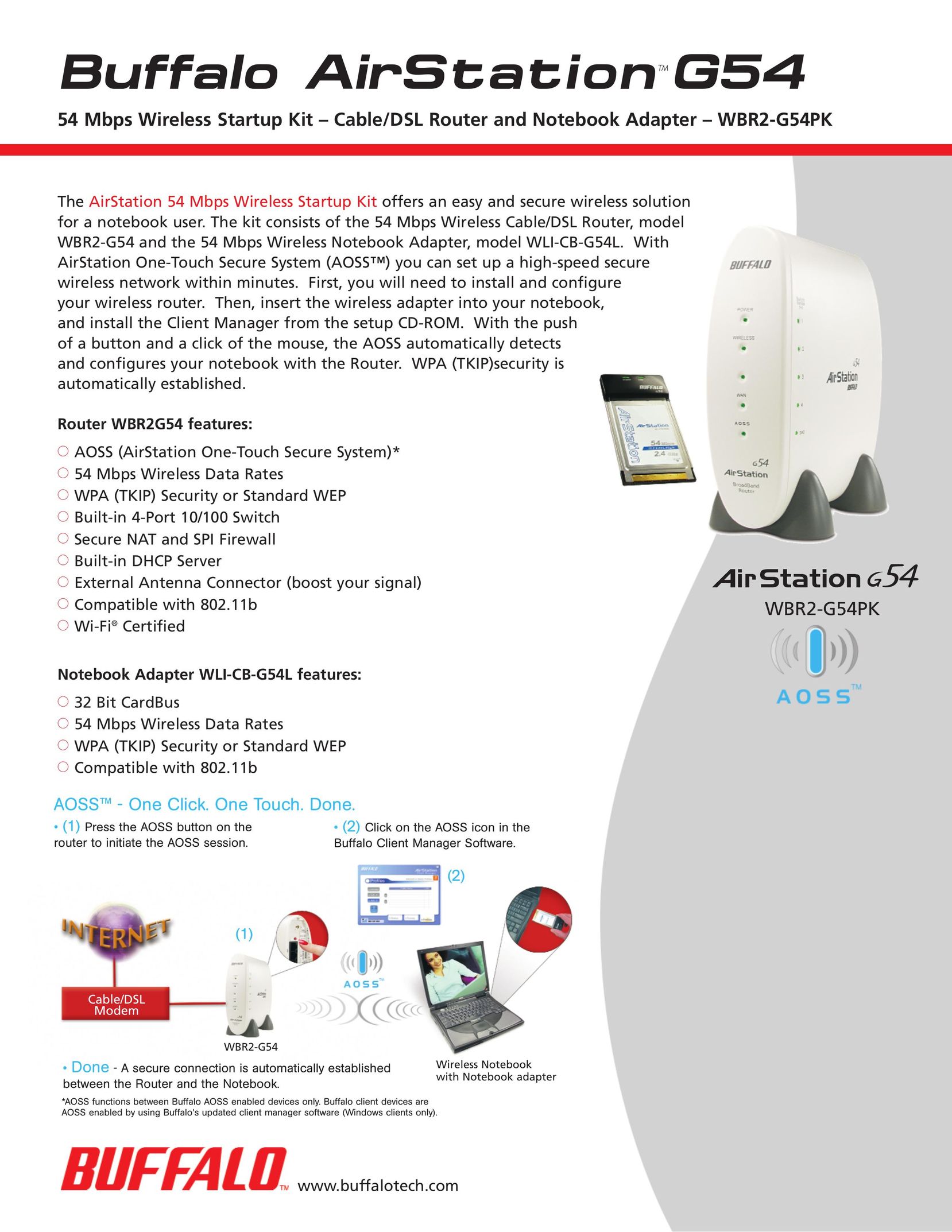 Buffalo Technology WBR2-G54PK Network Router User Manual