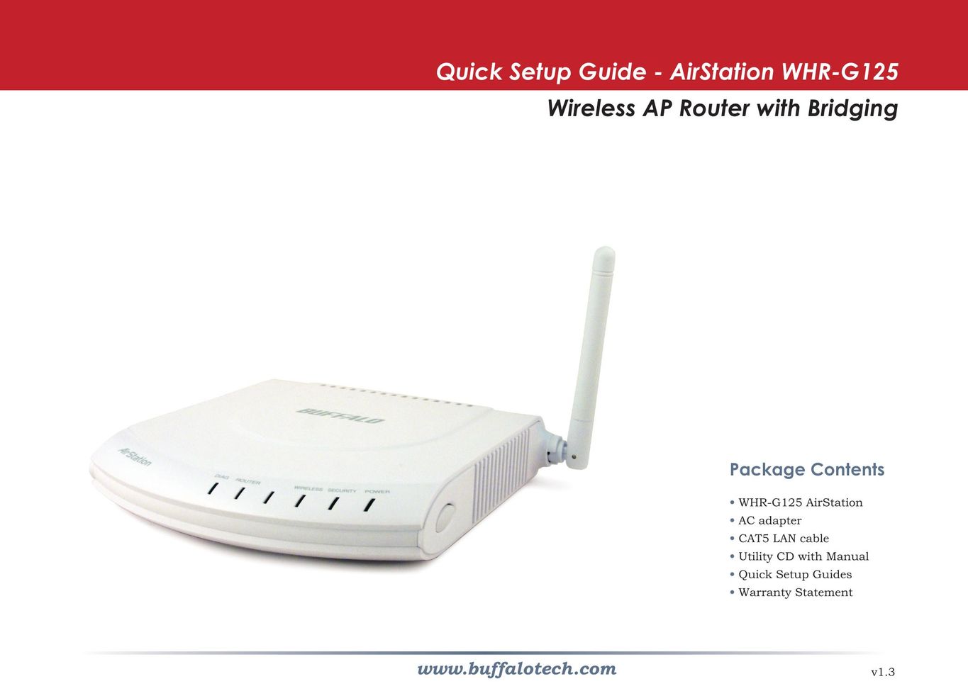 Buffalo Technology WHR-G125 Network Router User Manual