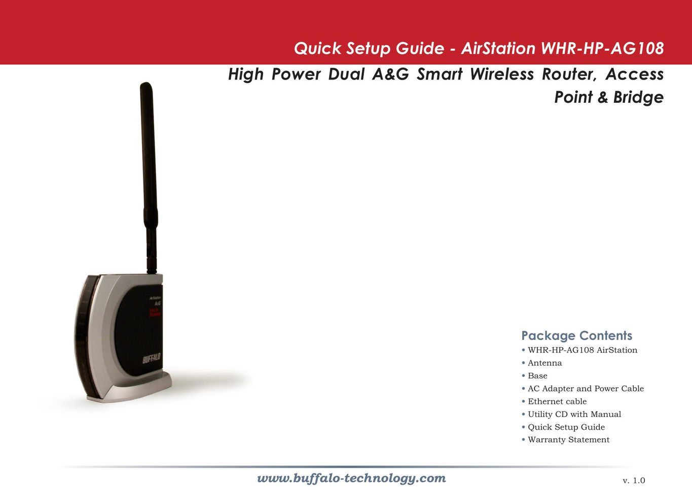 Buffalo Technology WHR-HP-AG108 Network Router User Manual