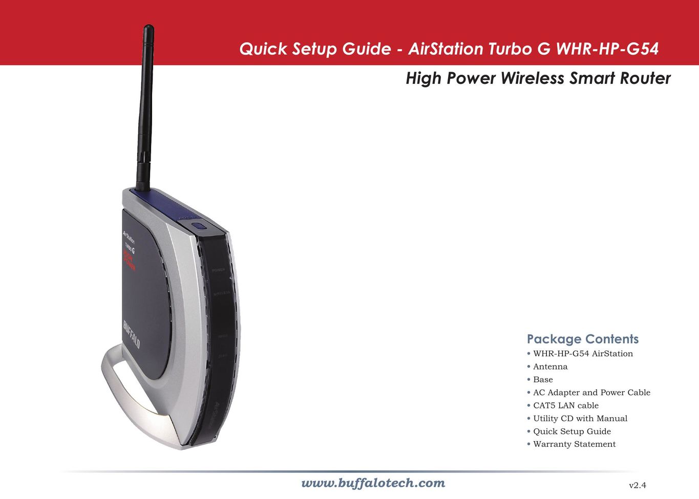 Buffalo Technology WHR-HP-G54 Network Router User Manual