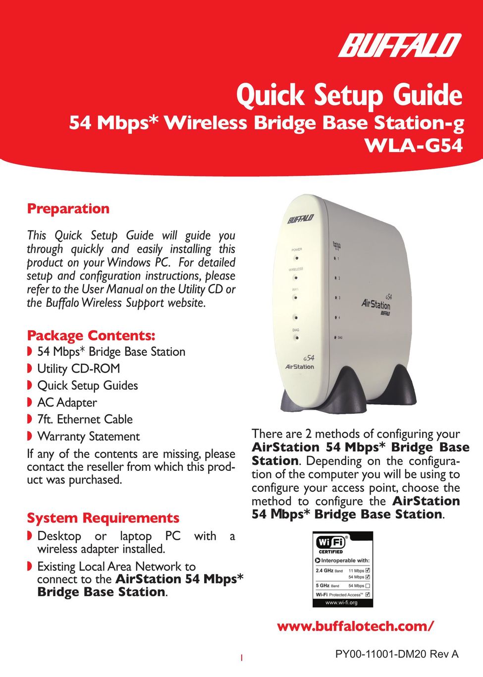 Buffalo Technology WLA-G54 Network Router User Manual