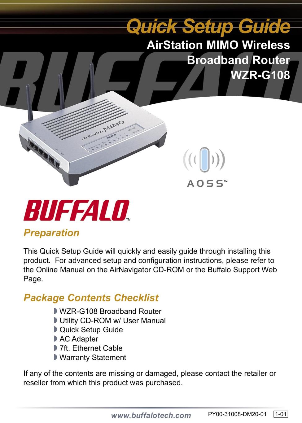 Buffalo Technology WZR-G108 Network Router User Manual