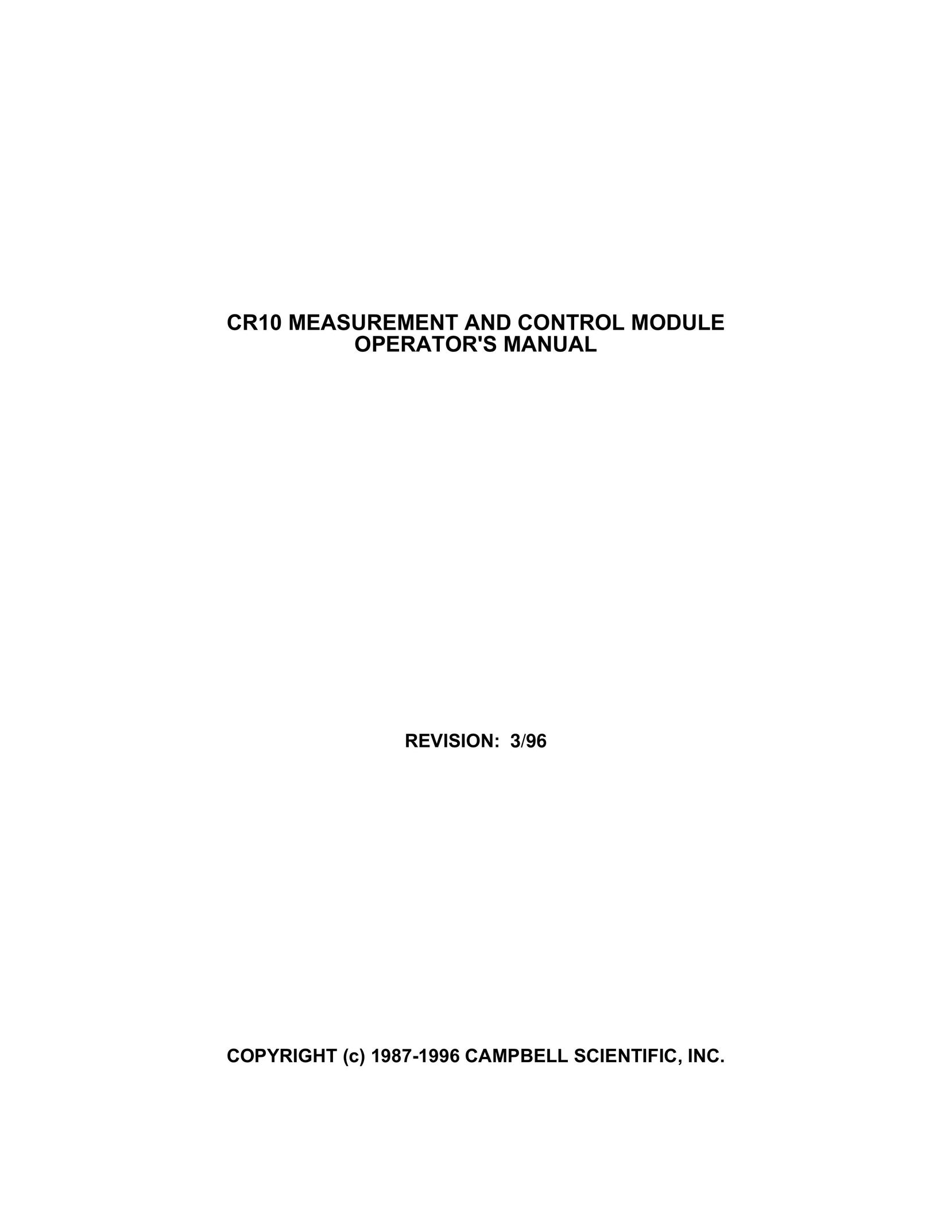 Campbell Manufacturing CR10 Network Router User Manual