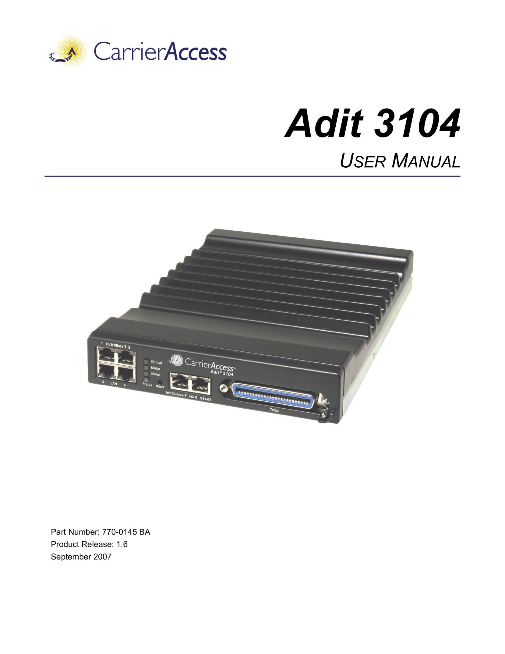 Carrier Access Adit 3104 Network Router User Manual
