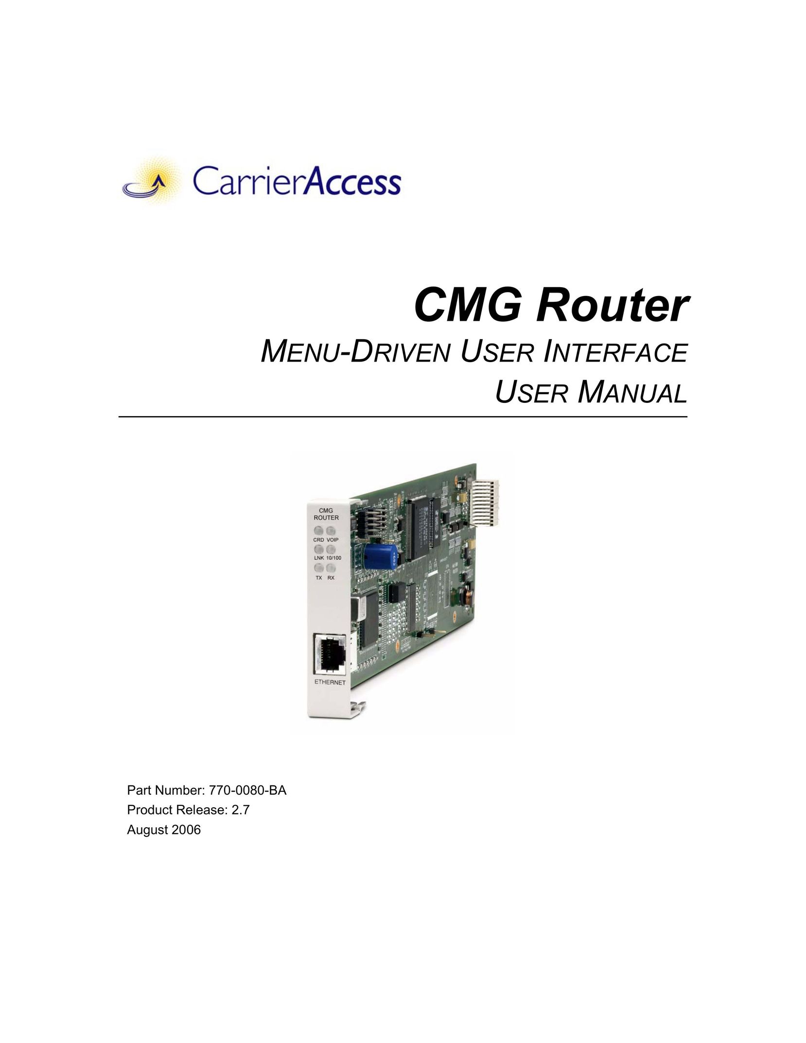 Carrier Access CMG Router Network Router User Manual