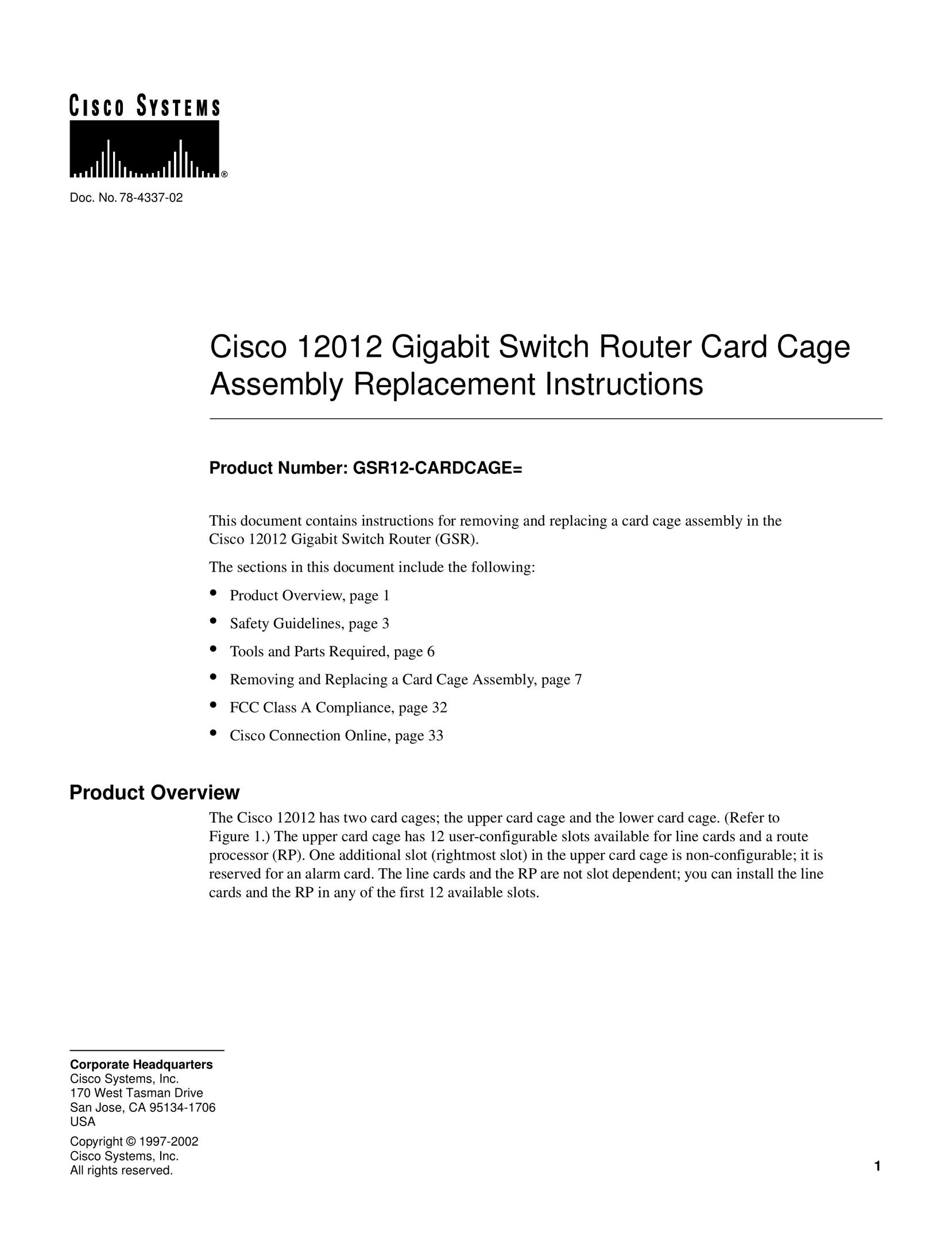 Cisco Systems 12012 Network Router User Manual