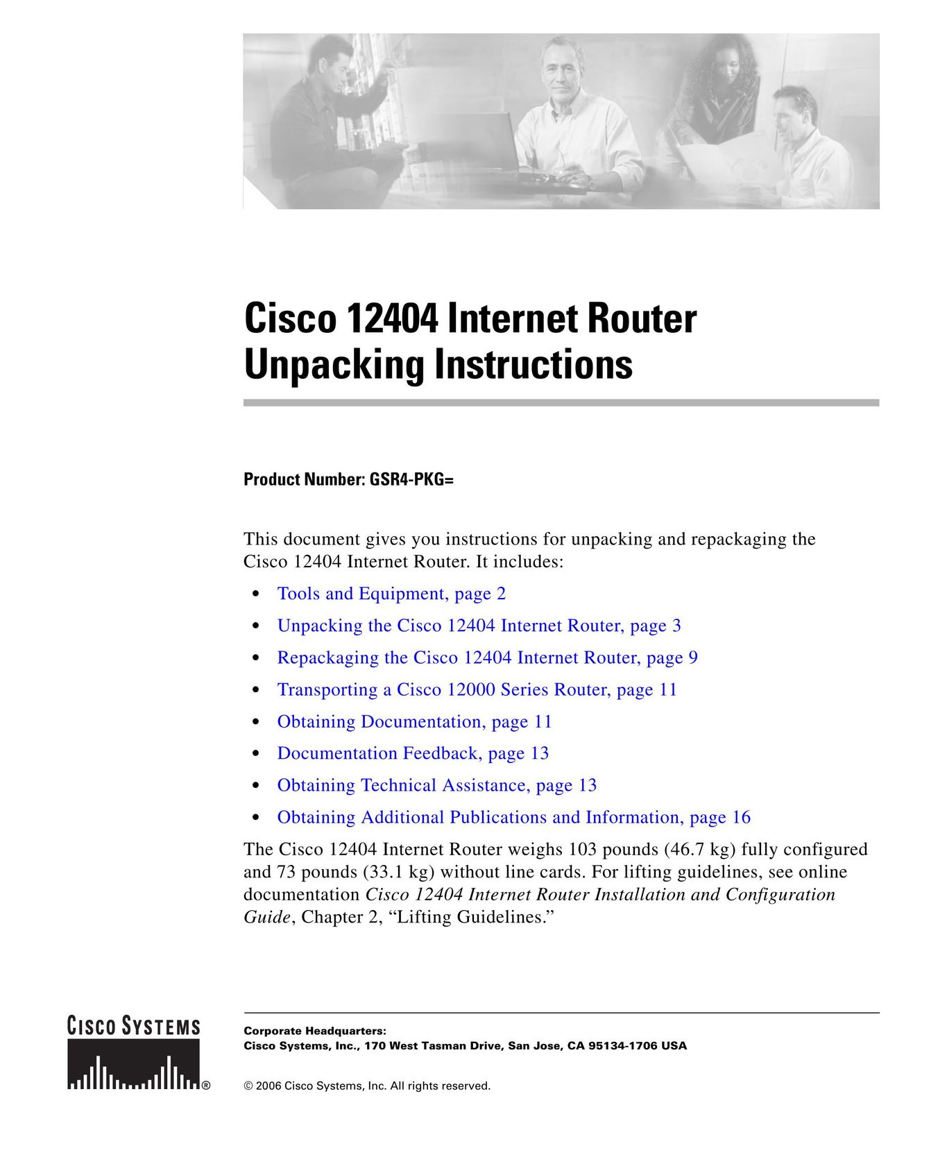 Cisco Systems 12404 Network Router User Manual