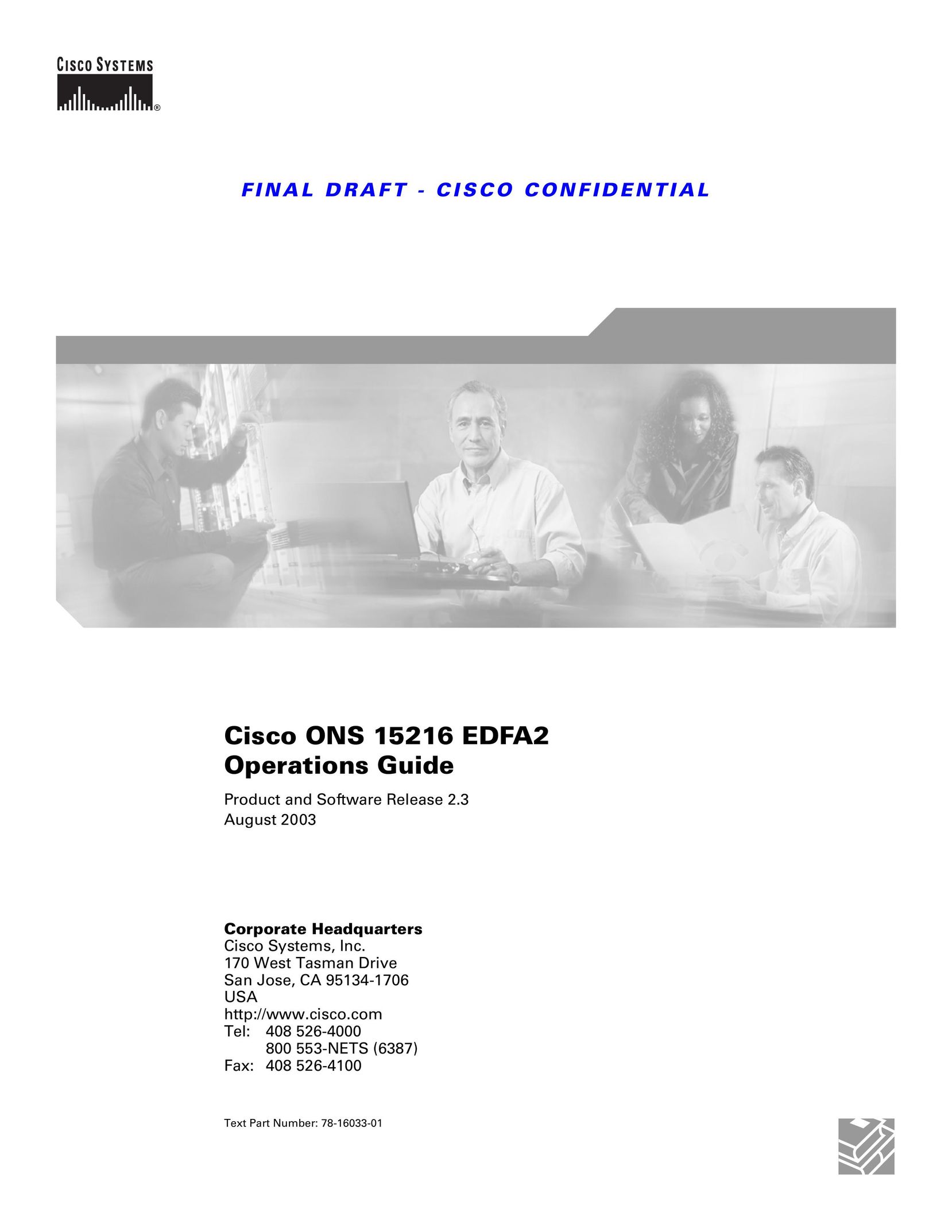 Cisco Systems 15216 EDFA2 Network Router User Manual