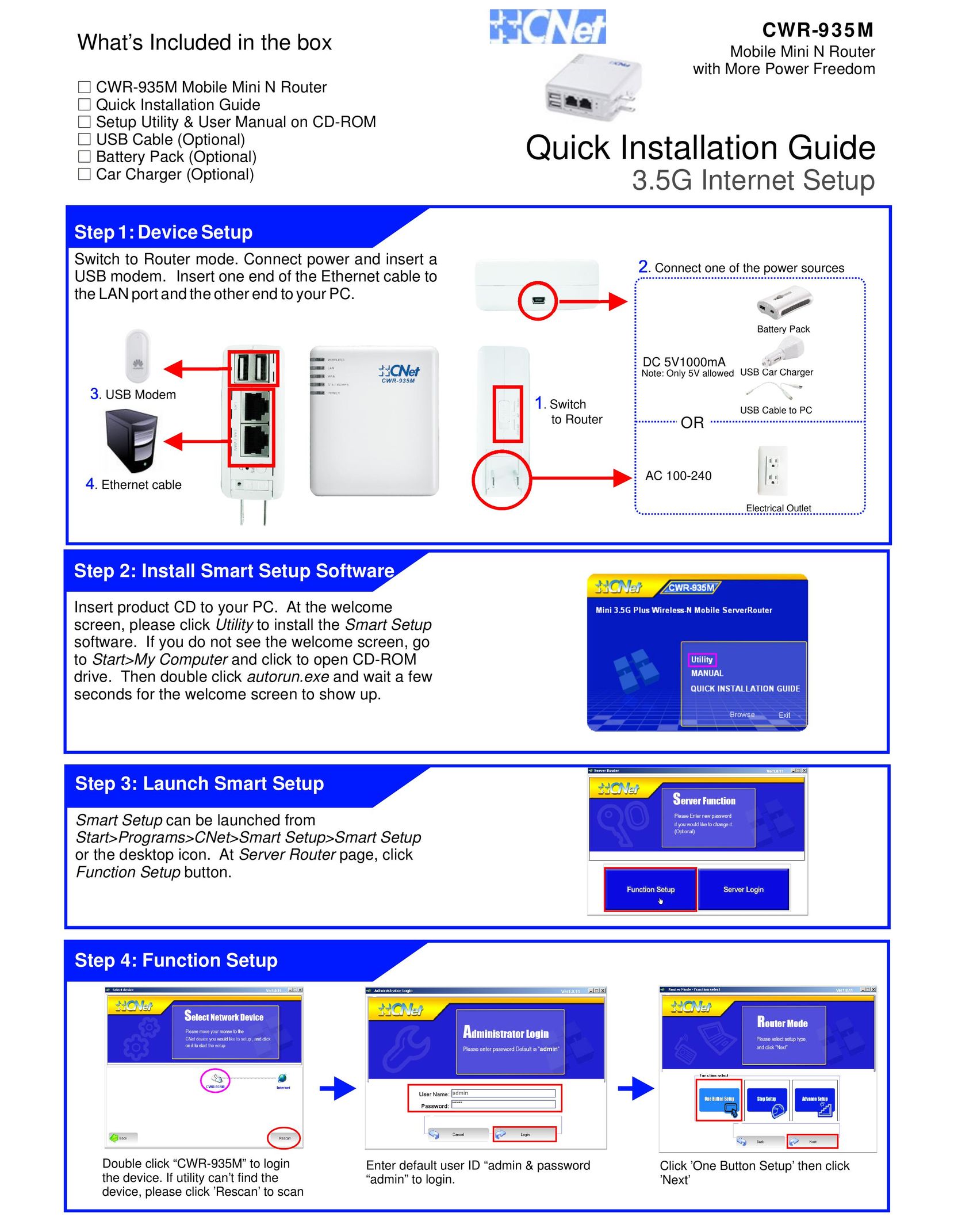 CNET CWR-935M Network Router User Manual