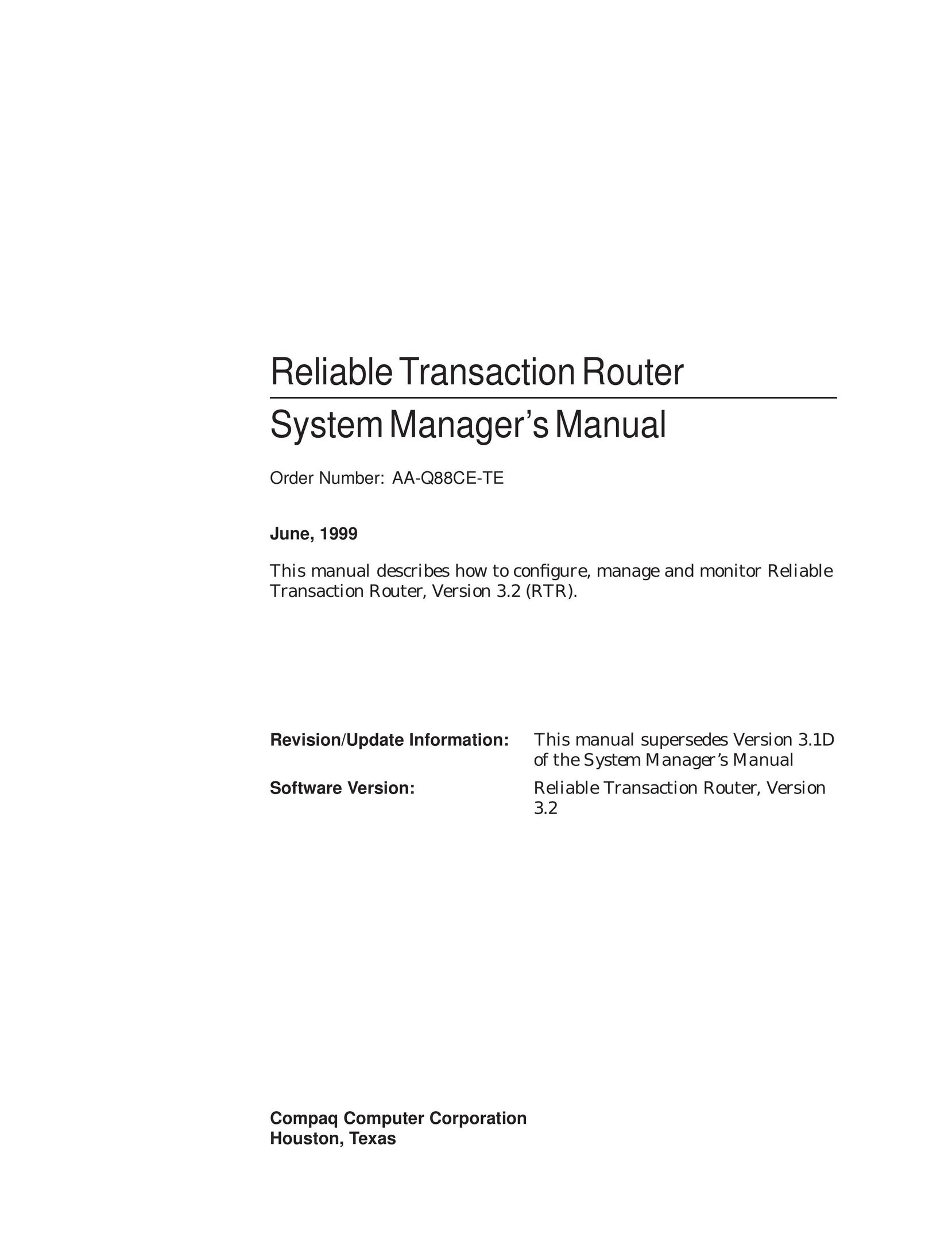 Compaq AA-Q88CE-TE Network Router User Manual