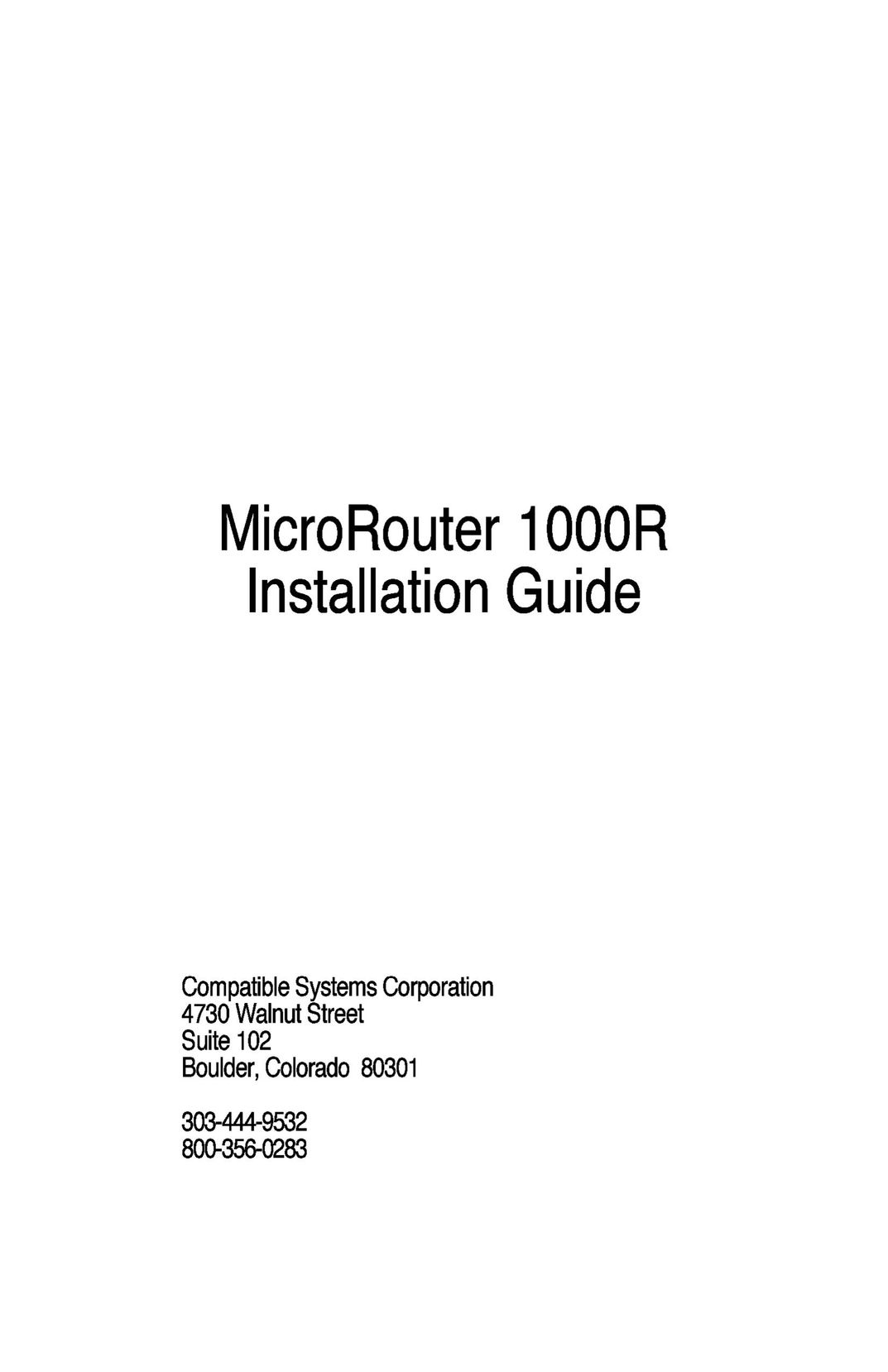 Compatible Systems 1000R Network Router User Manual