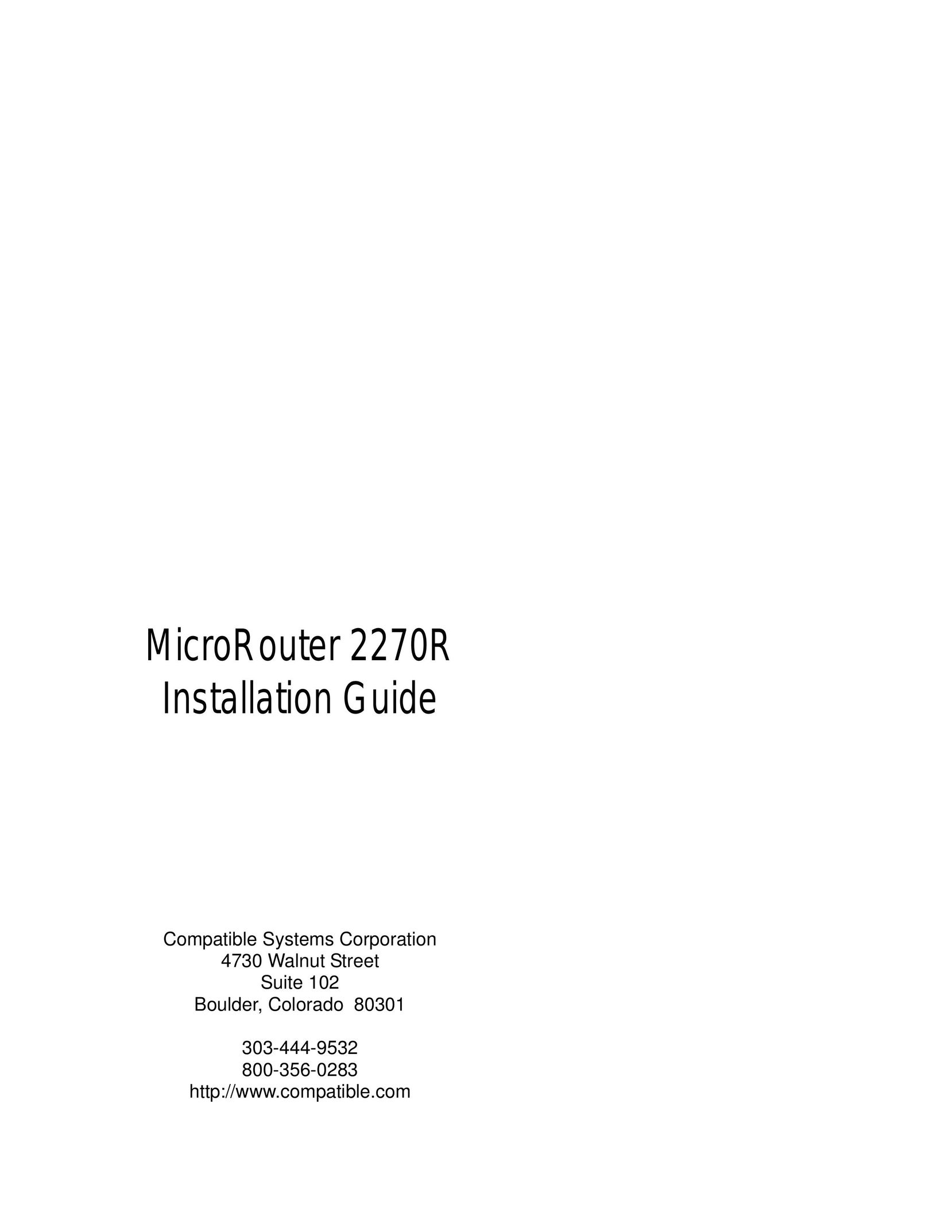Compatible Systems 2270R Network Router User Manual